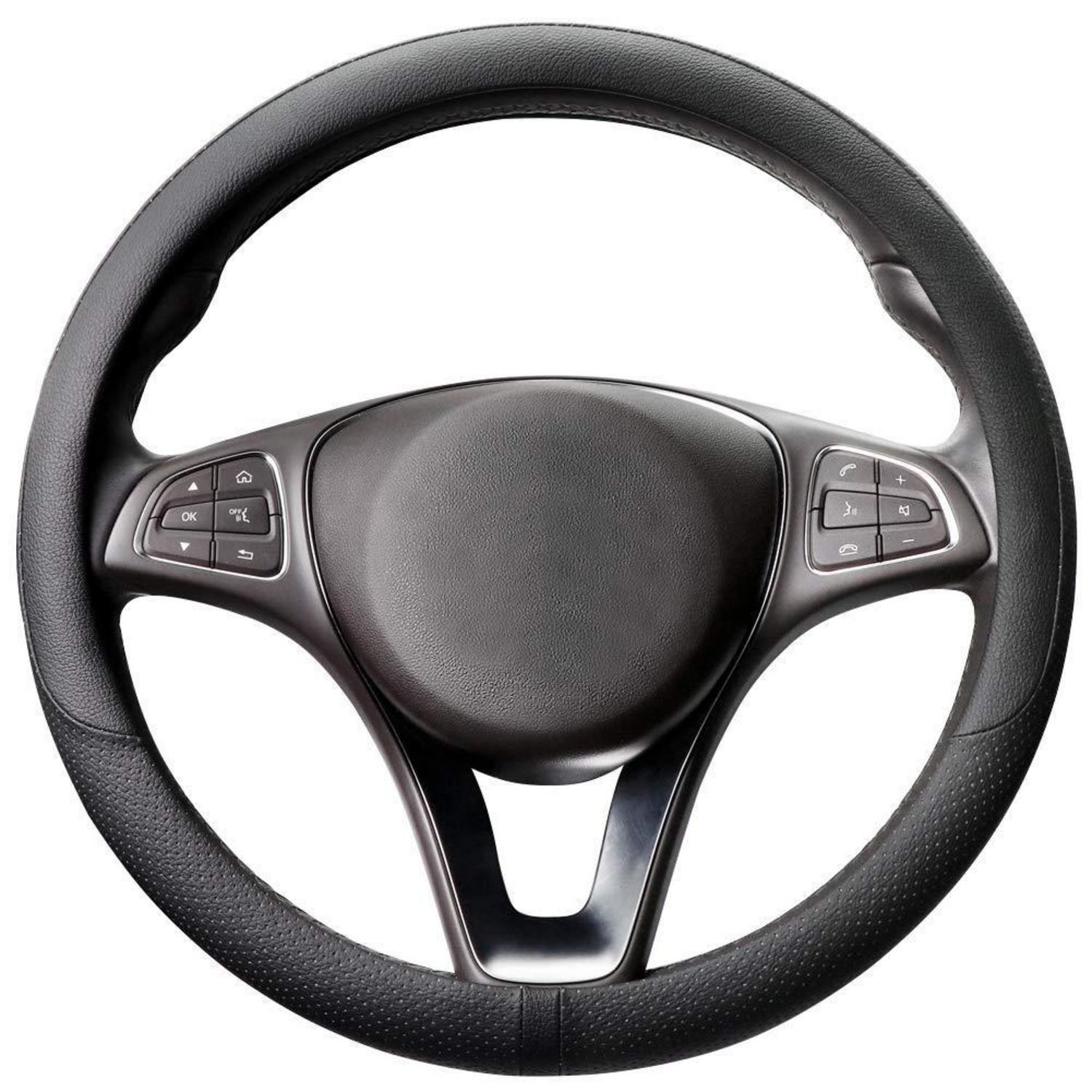 Lenkradbezug Auto Mikrofaser Leder Universal 37-38cm Schwarz Rund