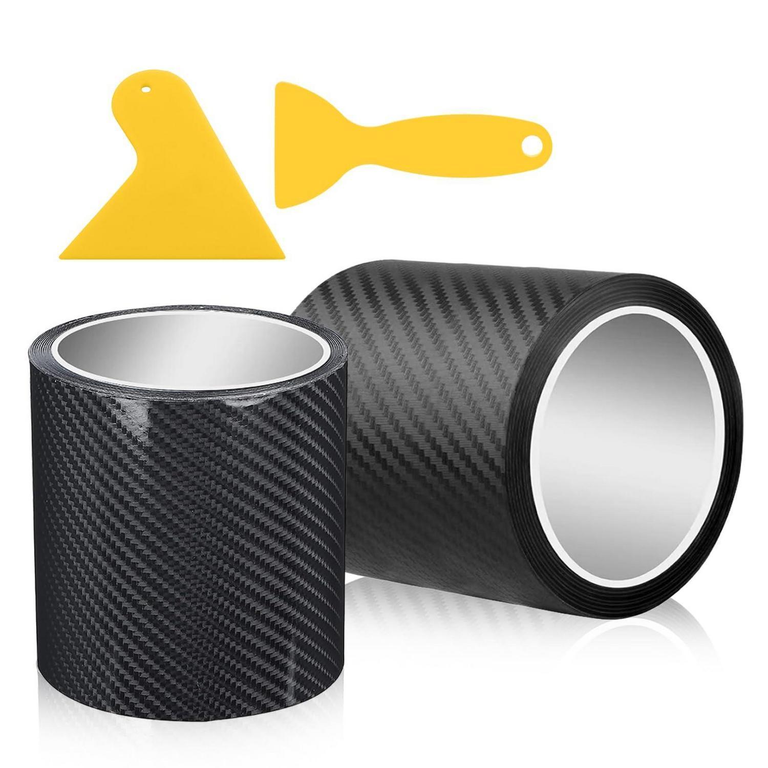 2 Rollen Carbon Folie 10cm X 3m, Ladekantenschutz & Einstiegsleisten Schutz, Inkl. Schaber