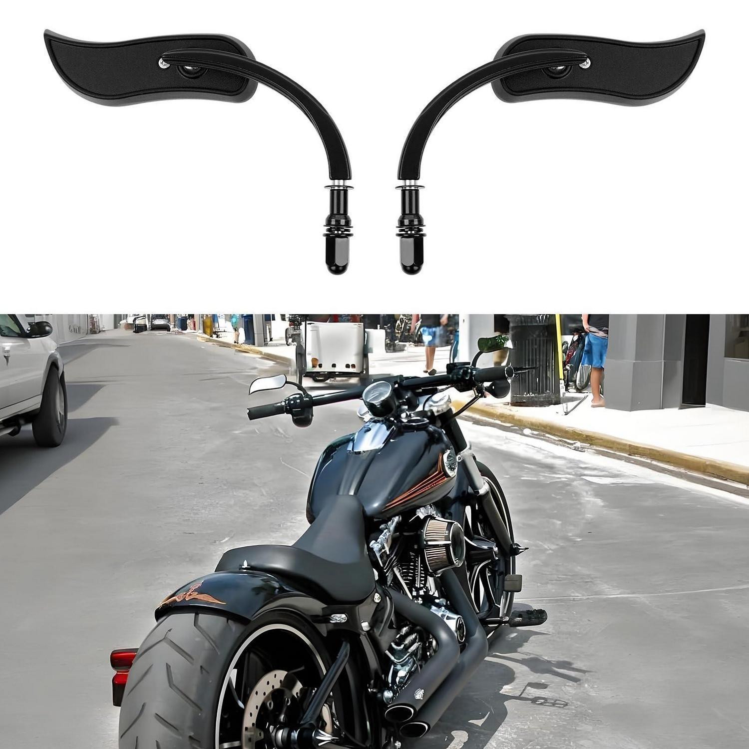 Motorrad Rückspiegel Blatt-design 360° Verstellbar Schwarz 8mm/10mm Für Harley