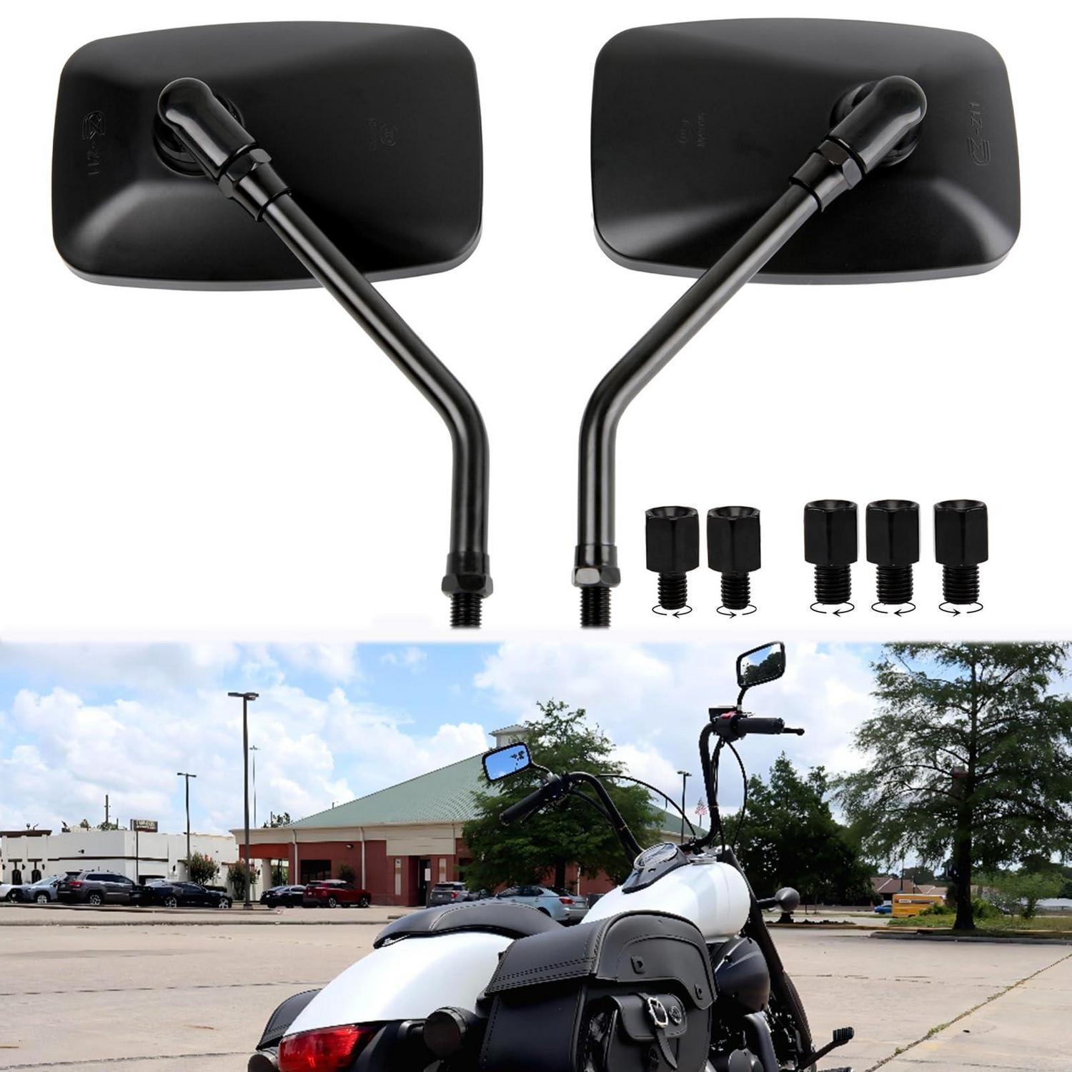 Motorrad Spiegel Set Schwarz Rechteckig 360° Verstellbar Mit M8/m10 Adaptern
