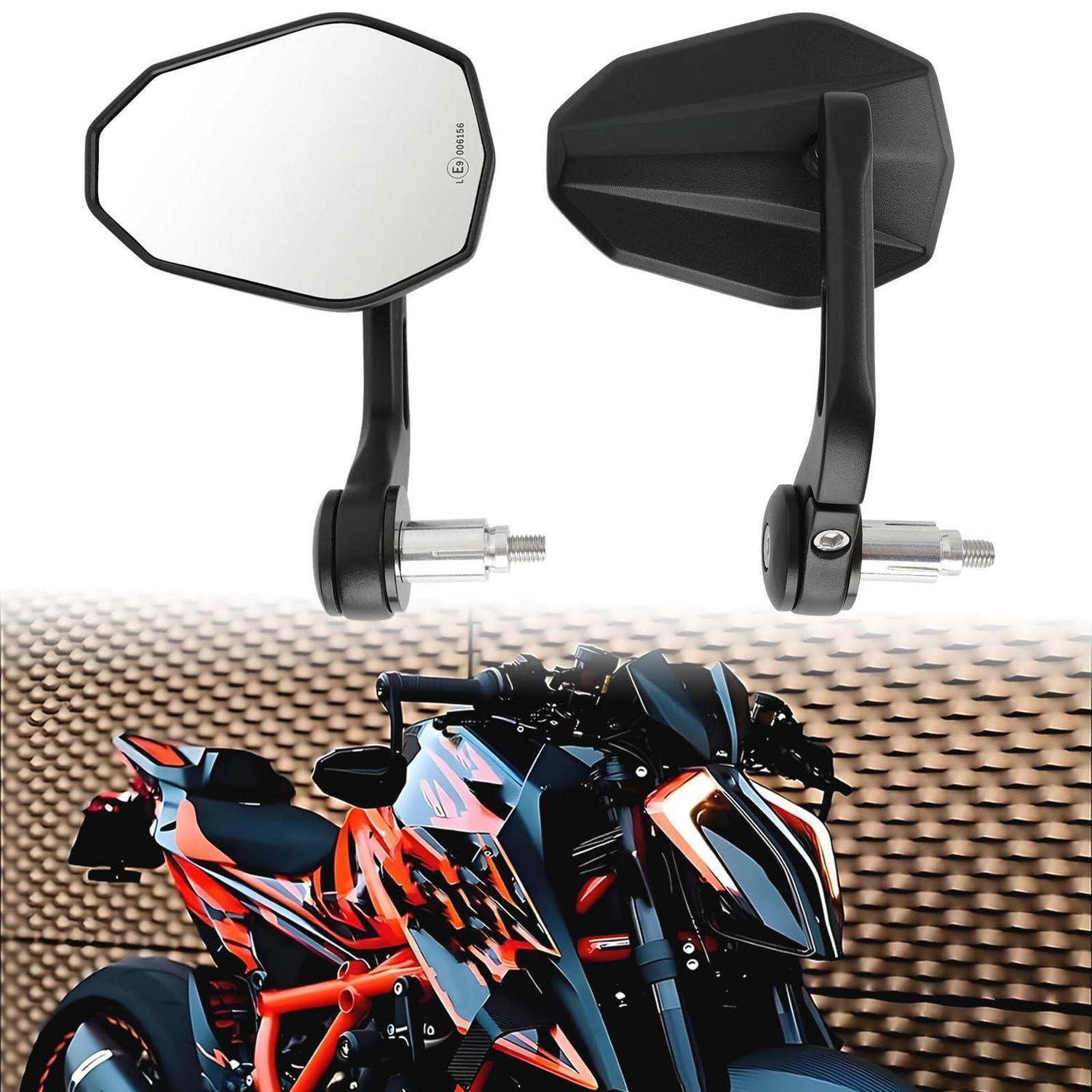 Motorrad Lenkerspiegel E-geprüft 360° Drehbar Universal 22mm Für Honda, Kawasaki, Suzuki, Yamaha
