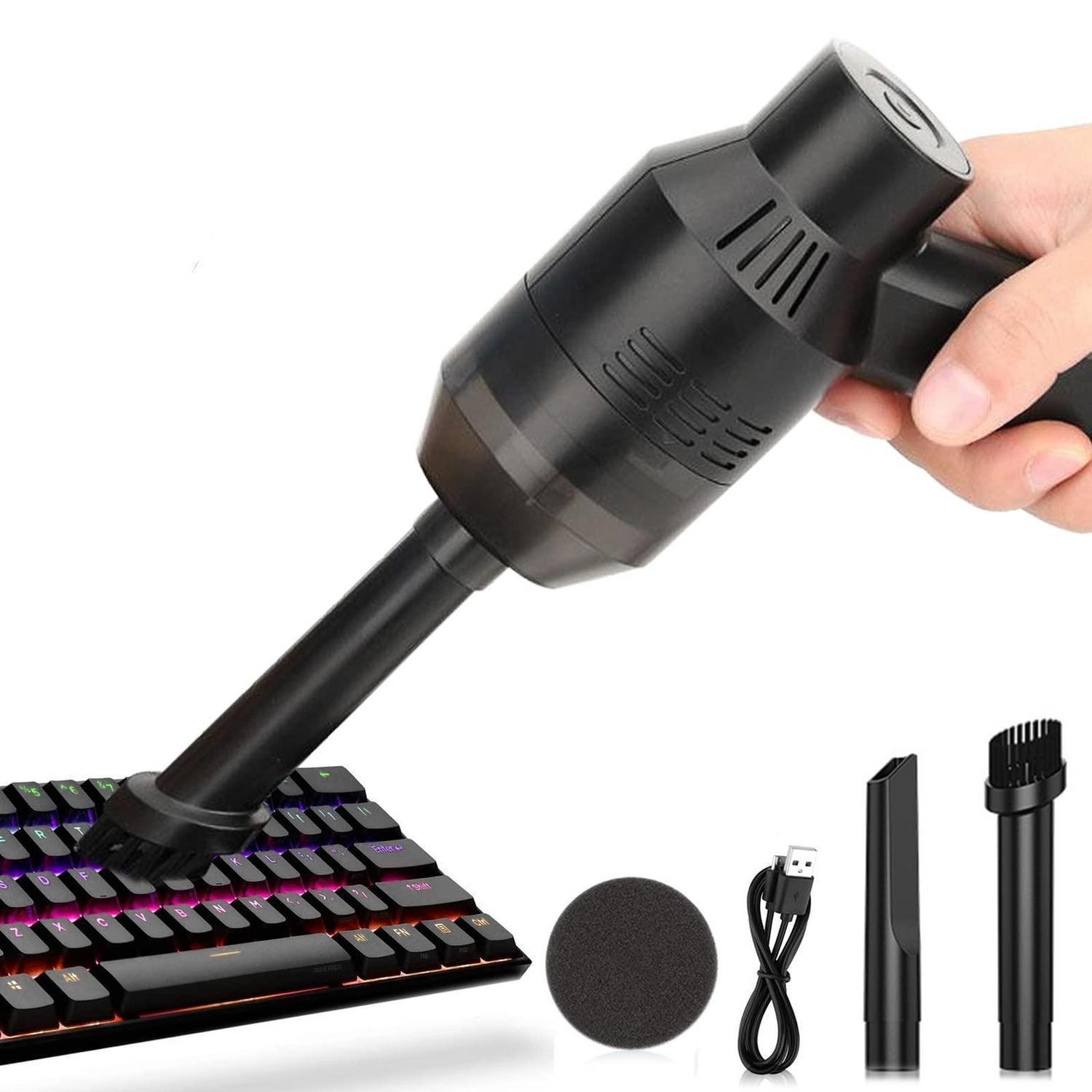 Mini-staubsauger Wiederaufladbar Mit Usb, Kabellos, 2 Düsen Für Tastatur & Auto