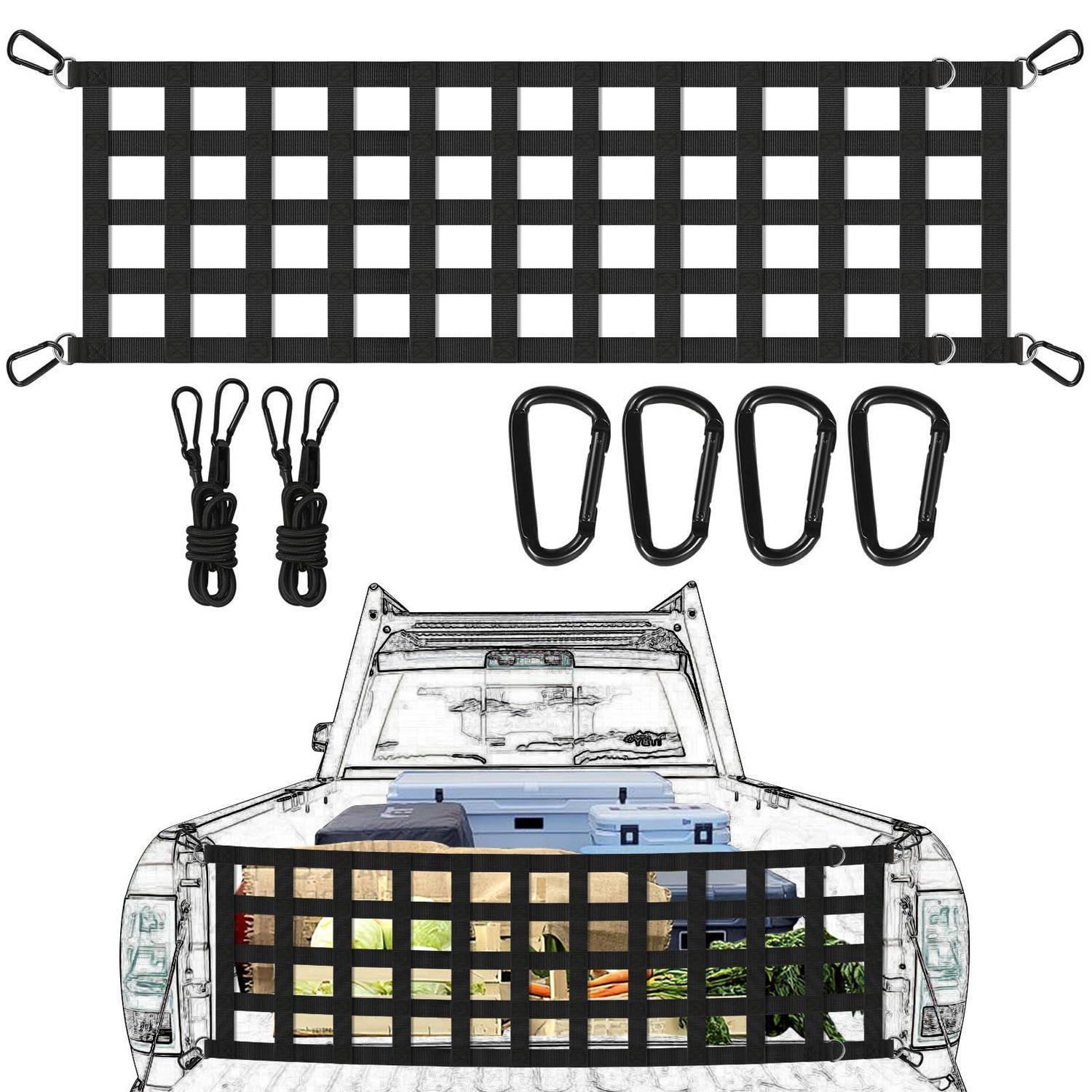 Lkw Ladeflächennetz 152x45cm Mit 2 Seilen, Uv-beständig, Schwarz