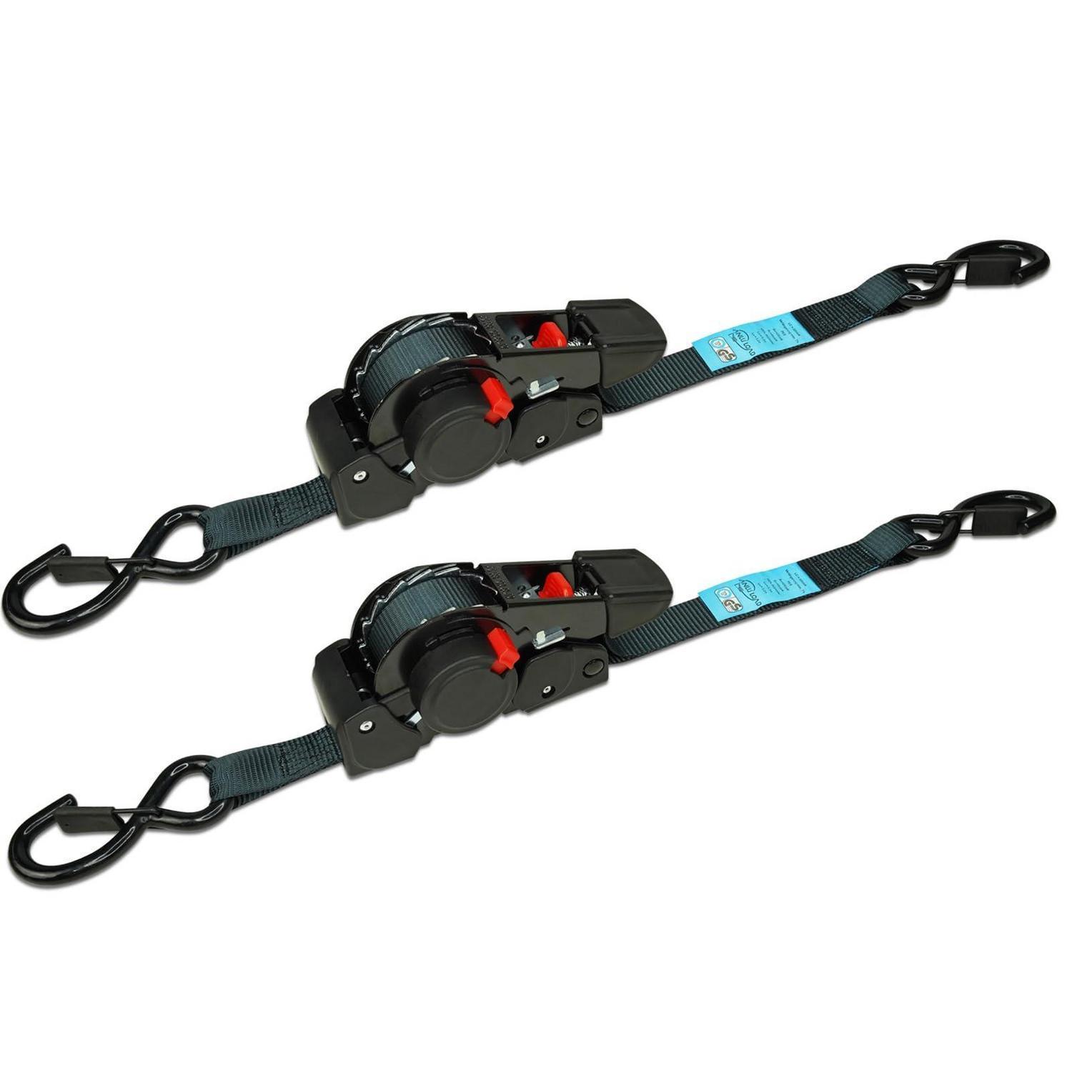 2er-pack Automatik Spanngurte 2.5cm X 3.5m Mit S-haken