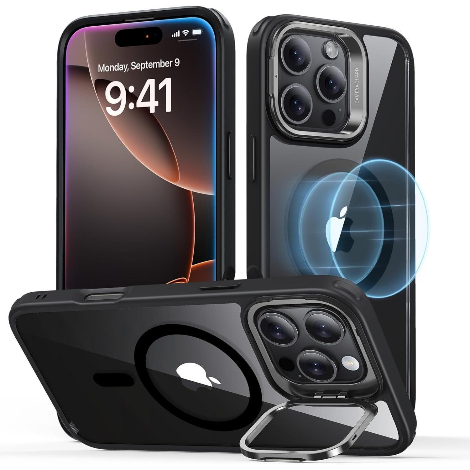 Schutzhülle Mit Magsafe Und Ständer Für Iphone 16 Pro Max, Schwarz