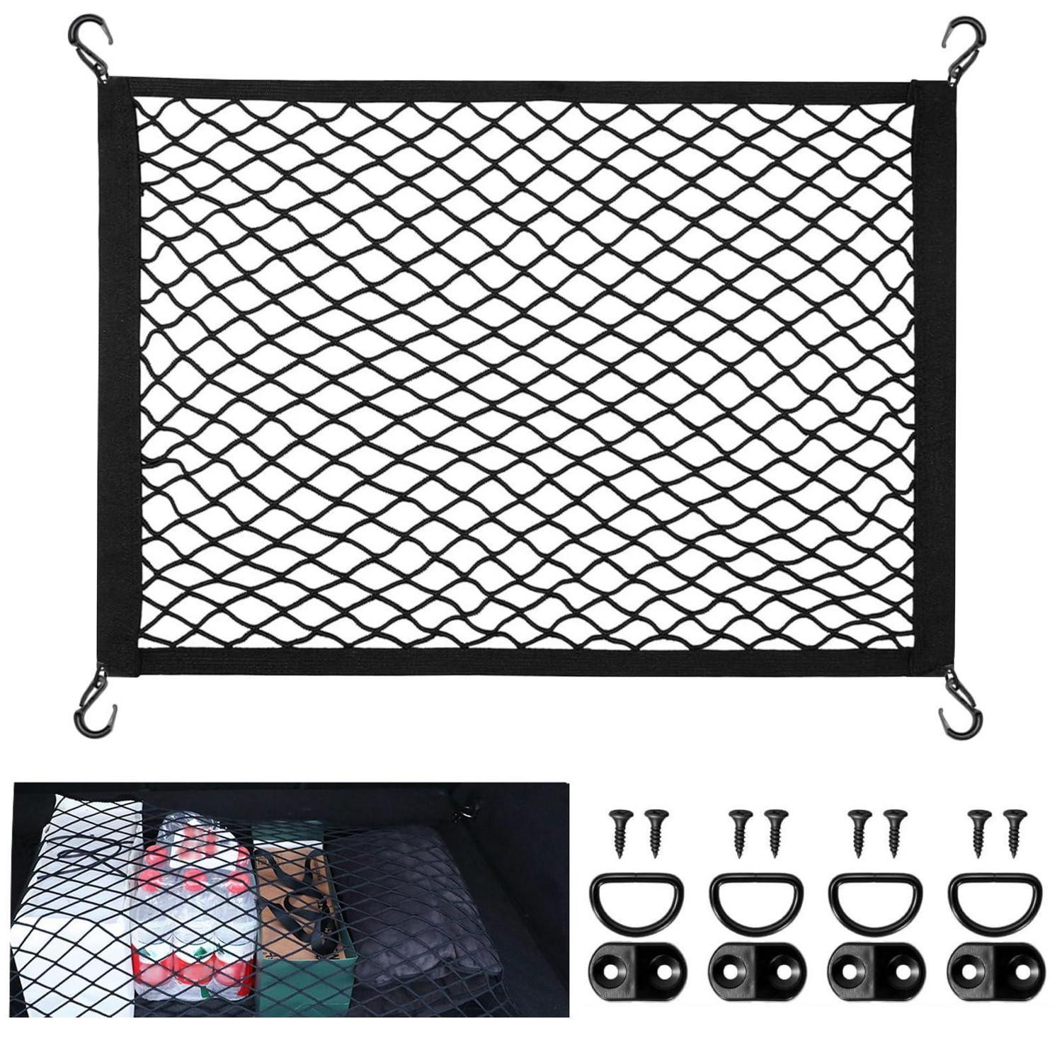 Elastisches Kofferraumnetz 60x40cm, Erweiterbar Bis 120x80cm, Mit Metallringen