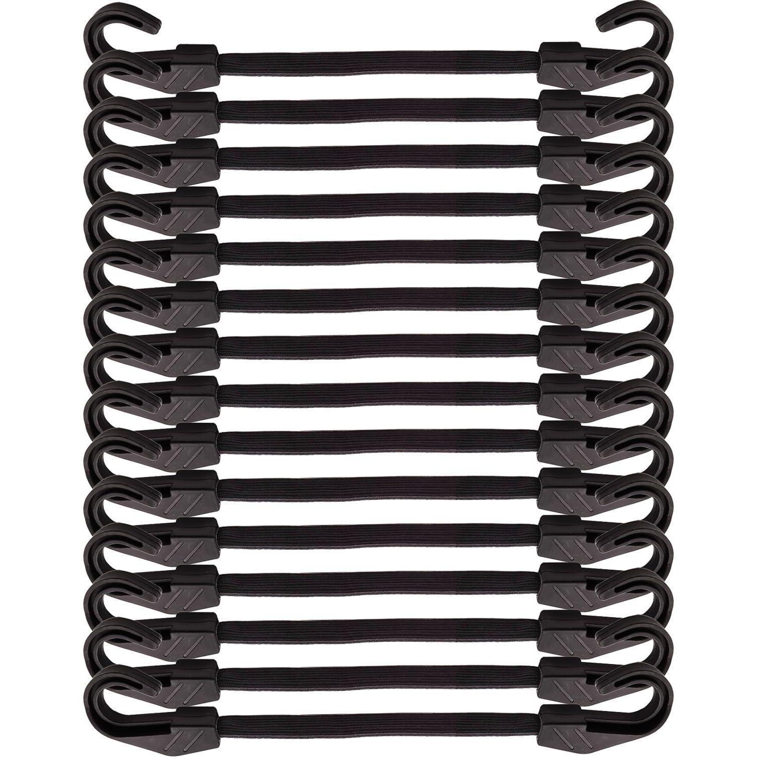 Expander Mit Haken 30cm, 15 Stück Spanngummi, Gummispanner, Planenspanner, Schwarz