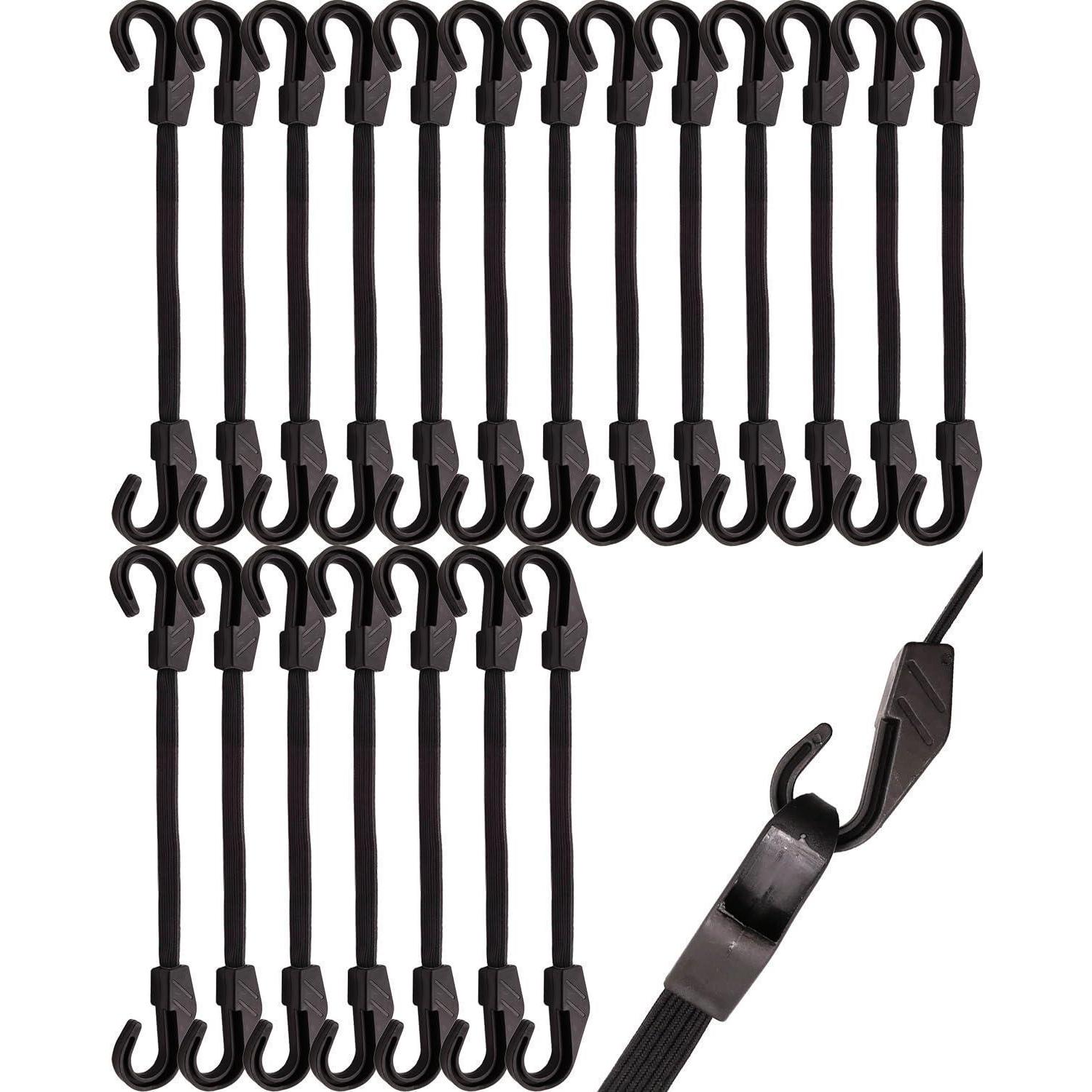 Expander Mit Haken 30cm, 20er Set Spanngummis, Gummispanner Für Planen, Camping, Schwarz