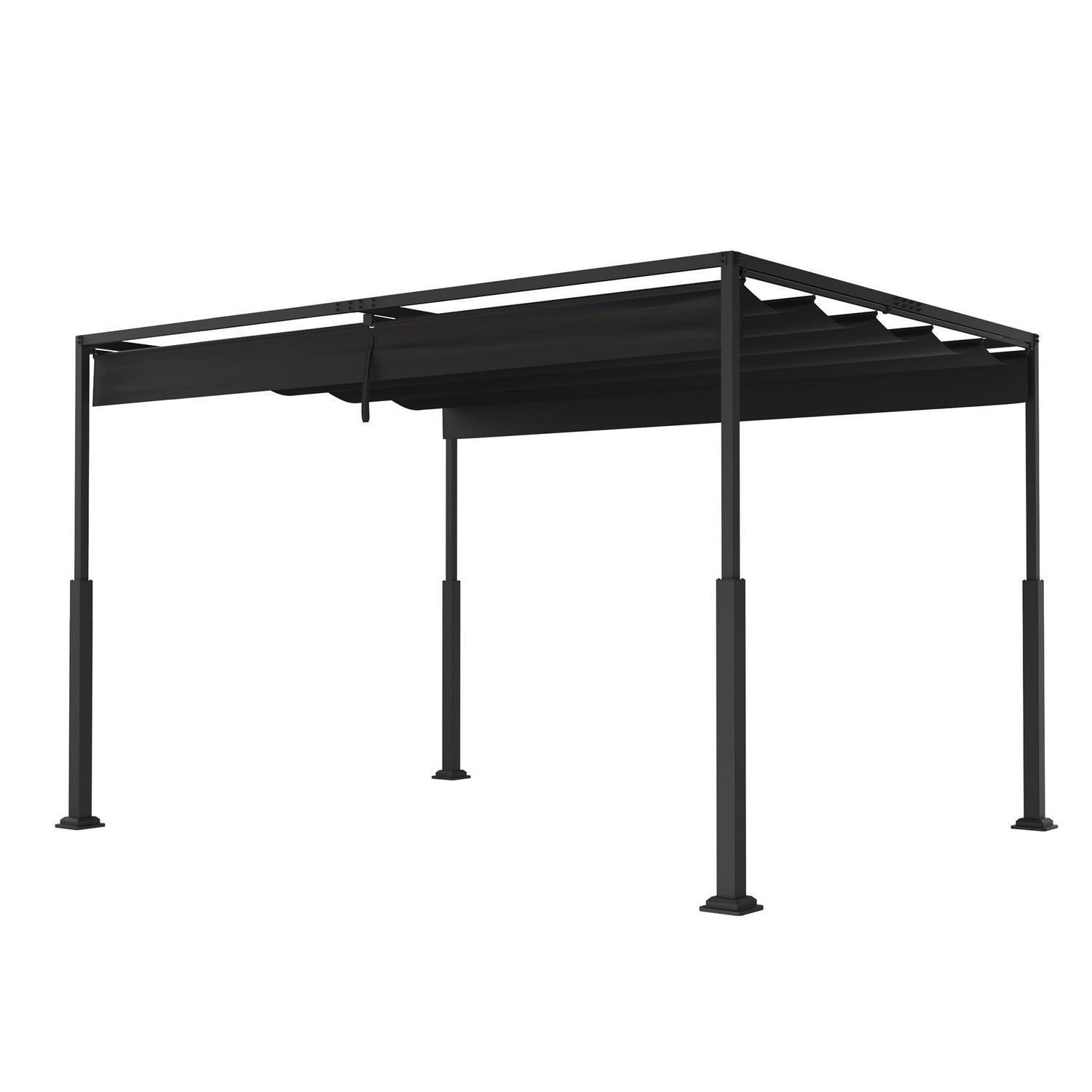 Pergola 3x4m Terrassenüberdachung Mit Verstellbarem Sonnendach, Wasserdicht, Stabil