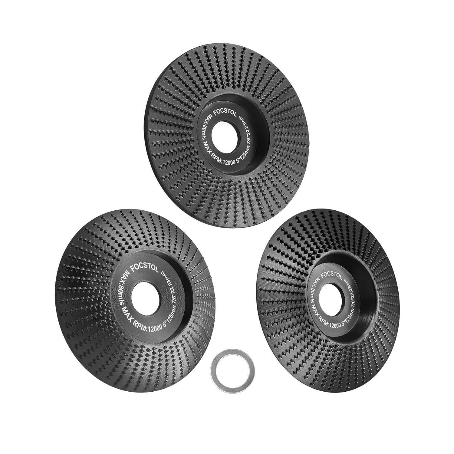 Holz Schleifscheiben 3er Set 125mm Für Winkelschleifer, Zum Schnitzen & Formen