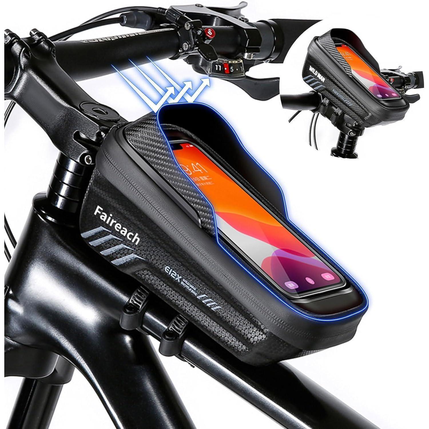 Fahrrad Rahmentasche Mit Handyhalterung, Wasserdicht, 3d Sonnenblende, Bis 6,8 Zoll
