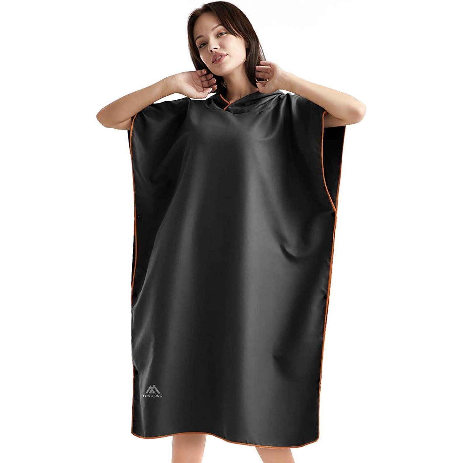 Mikrofaser Poncho Mit Kapuze 110x80cm, Schnelltrocknend, Umkleidehilfe Für Damen Und Herren