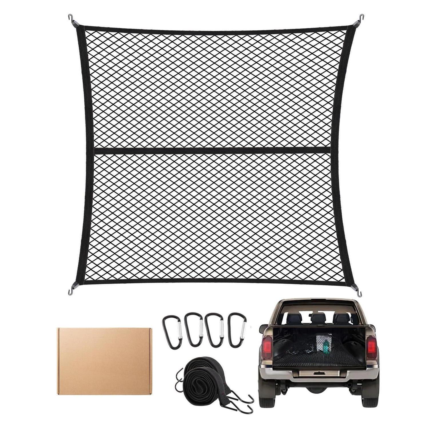 Gepäcknetz 120x120cm Dehnbar Bis 210x210cm Mit Haken Für Lkw Auto Wohnmobil