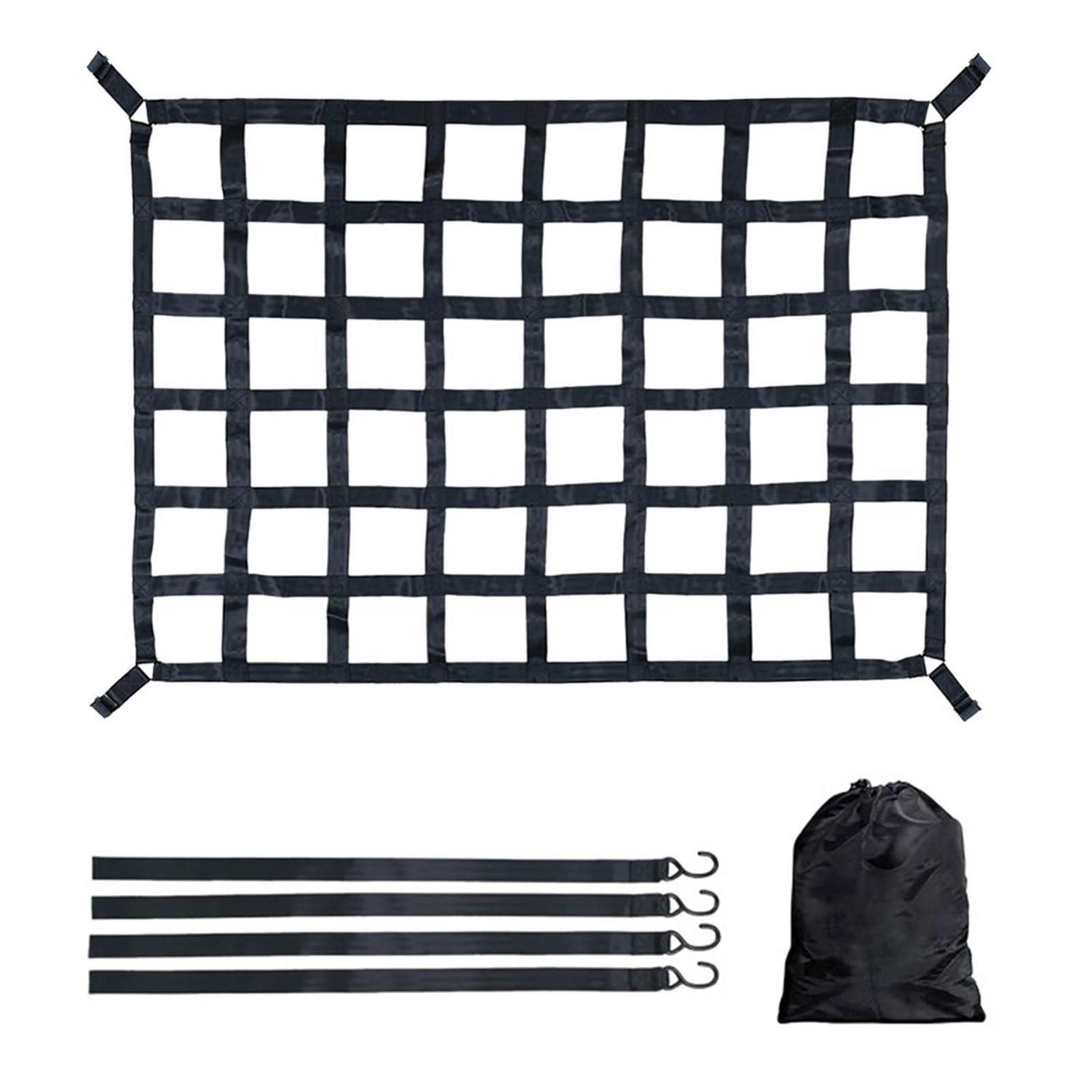 Frachtnetz 127x106cm Für Anhänger Ladefläche, Robust & Verstellbar