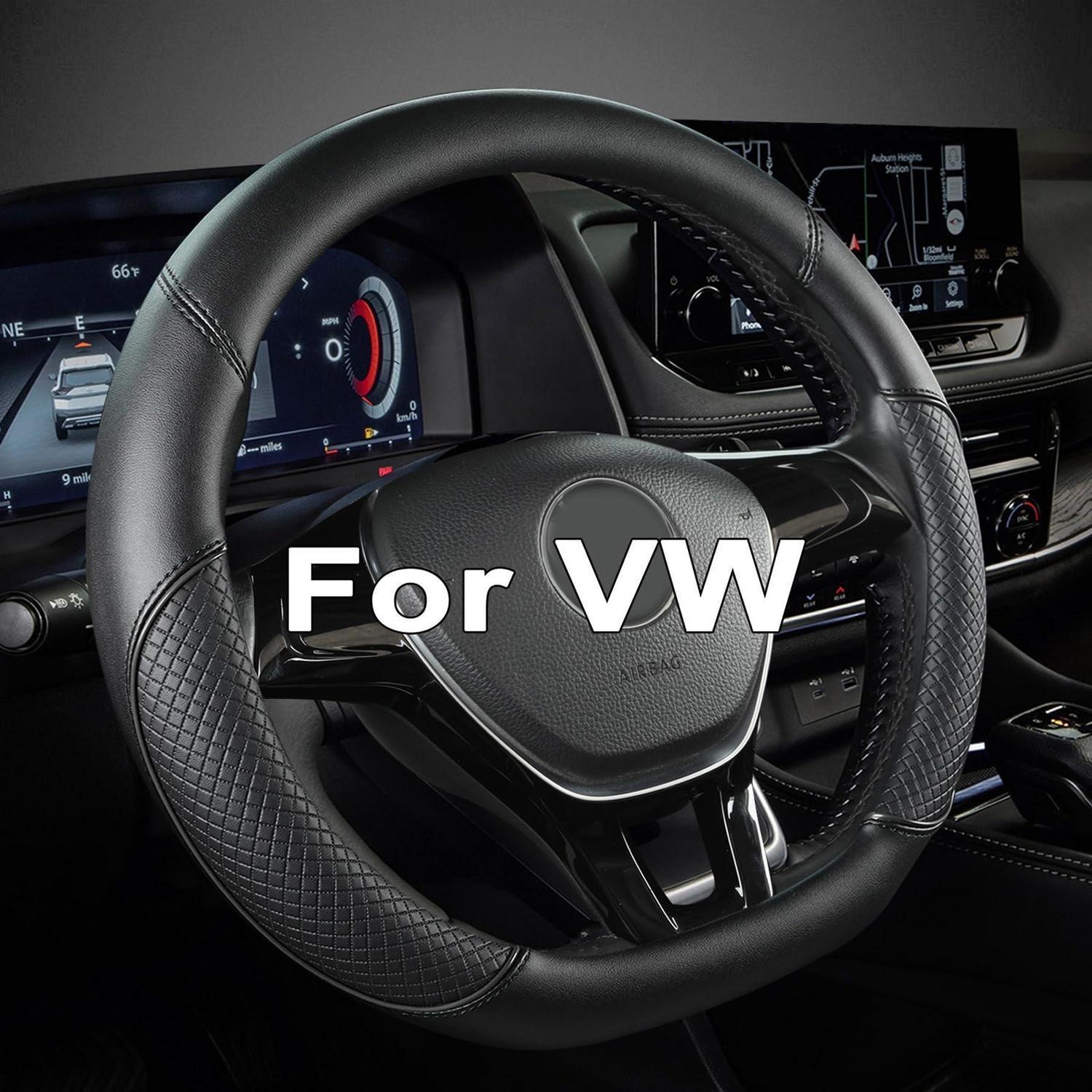 Lenkradbezug D-form Für Vw, Pu-leder, Rutschfest, Atmungsaktiv, Schwarz