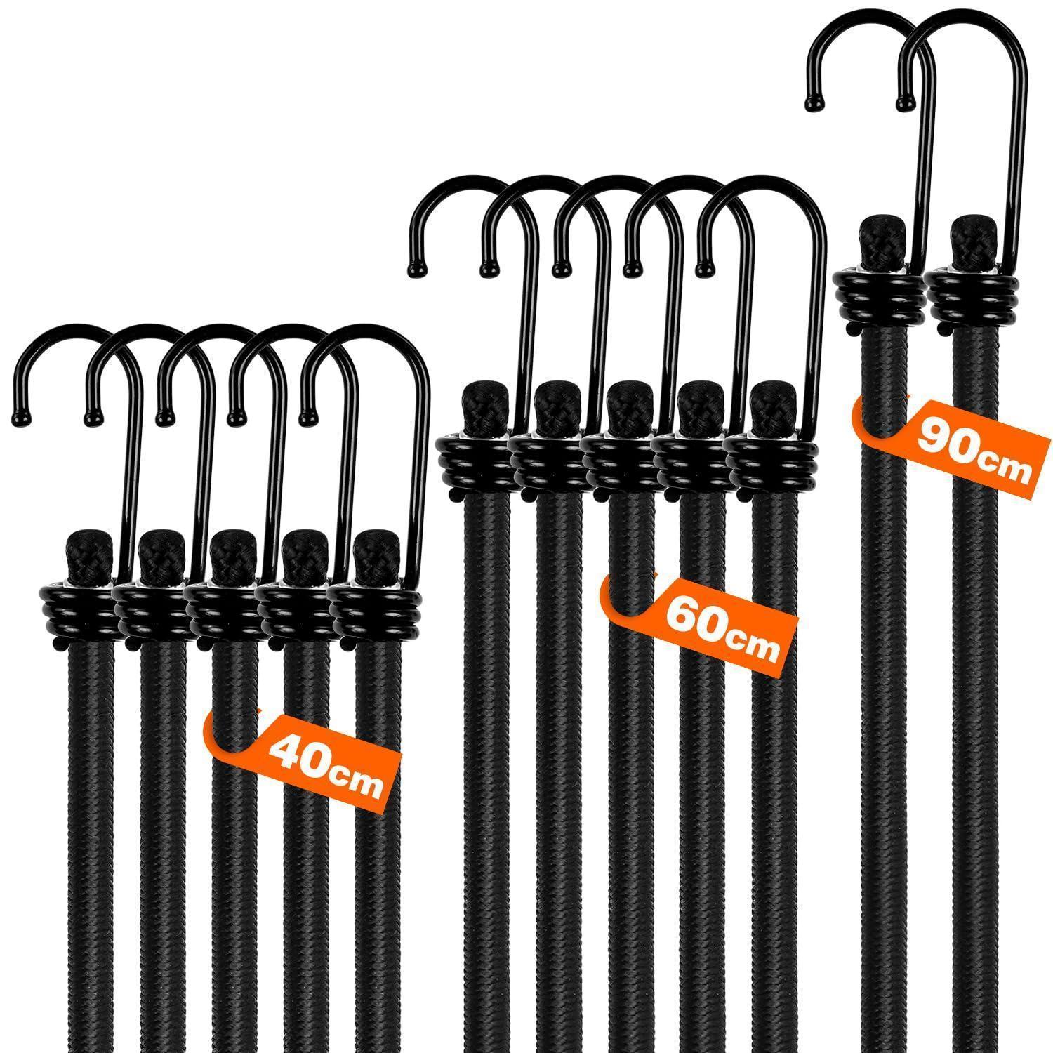 12er-pack Expander Mit Haken, 35kg Belastbar, 40/60/90cm, Für Camping & Outdoor