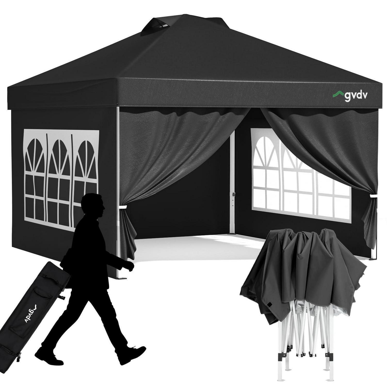 Faltpavillon 3x3m Wasserdicht, Uv-schutz 50+, Mit 4 Seitenwänden & Rollentasche