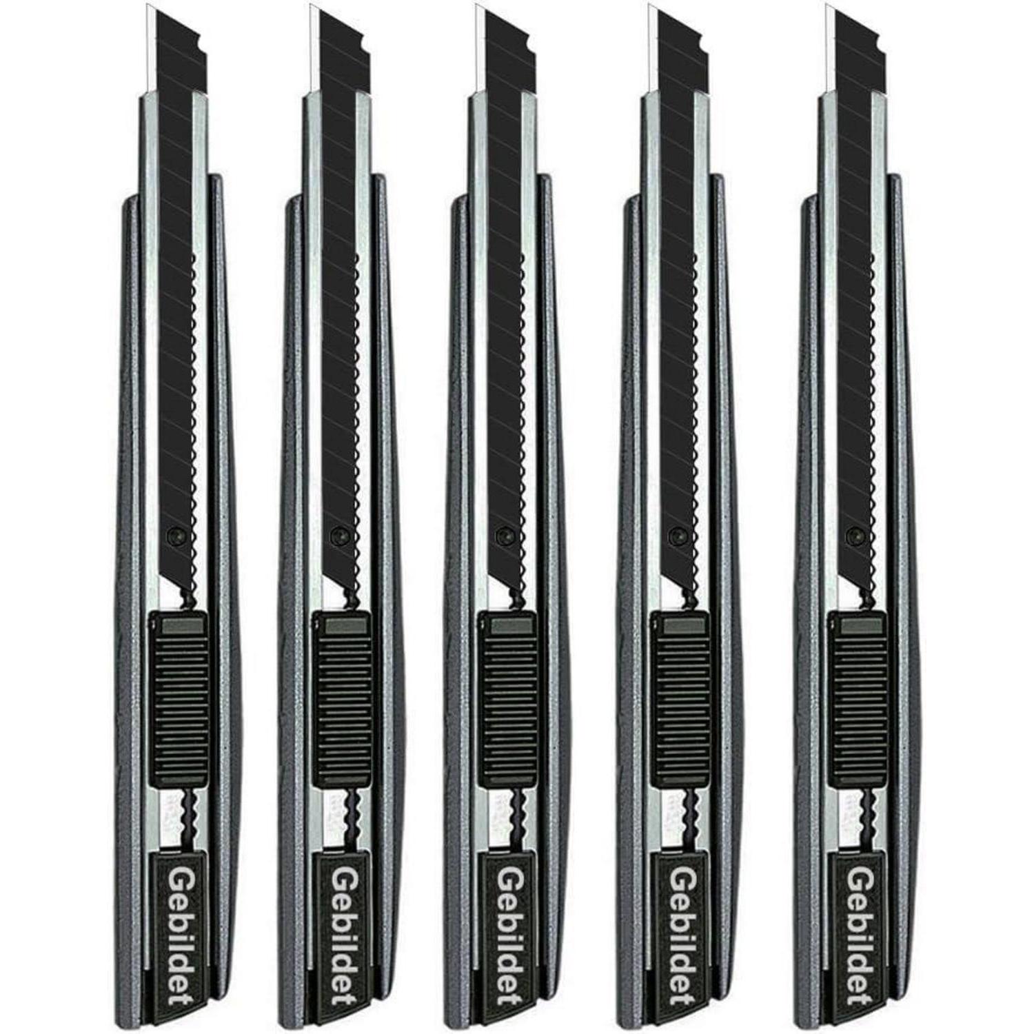 5er Pack Cuttermesser 9mm, 60° Klinge, Für Rechts- & Linkshänder, Selbstarretierung
