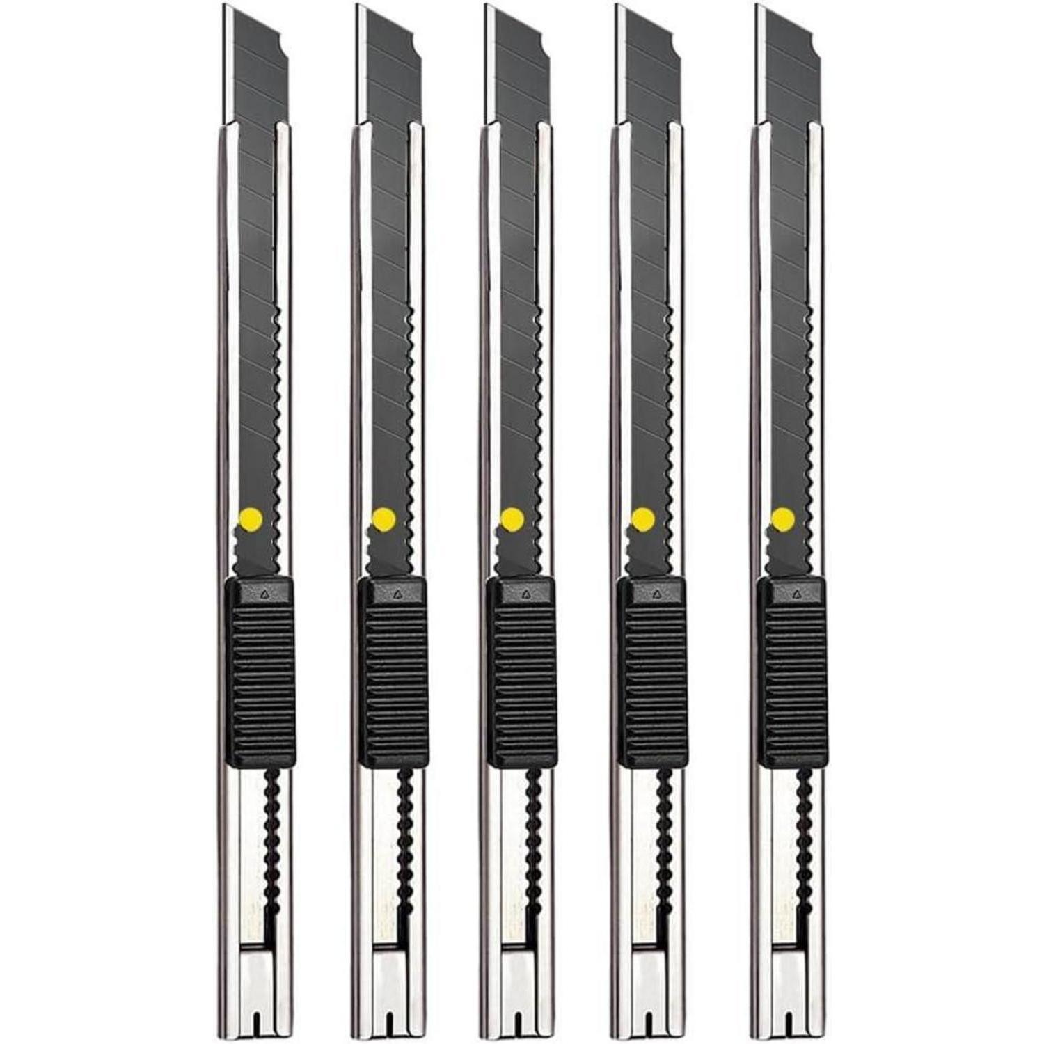 Cutter-messer 5er-set 9mm Abbrechklingen Für Rechts- & Linkshänder Mit Selbstarretierung