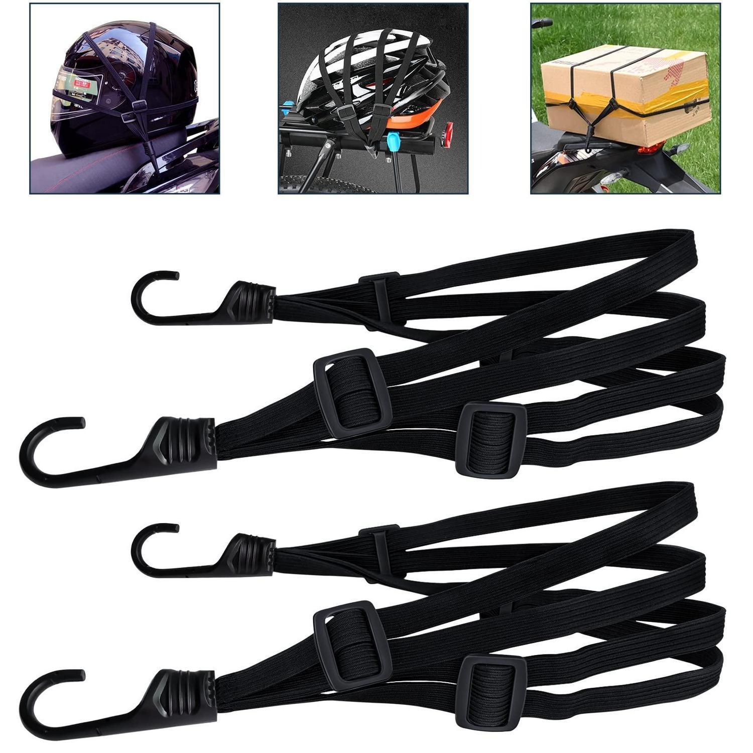 2x Gepäckspanner Mit Haken, 60cm, 4-fach Verstellbar, Schwarz