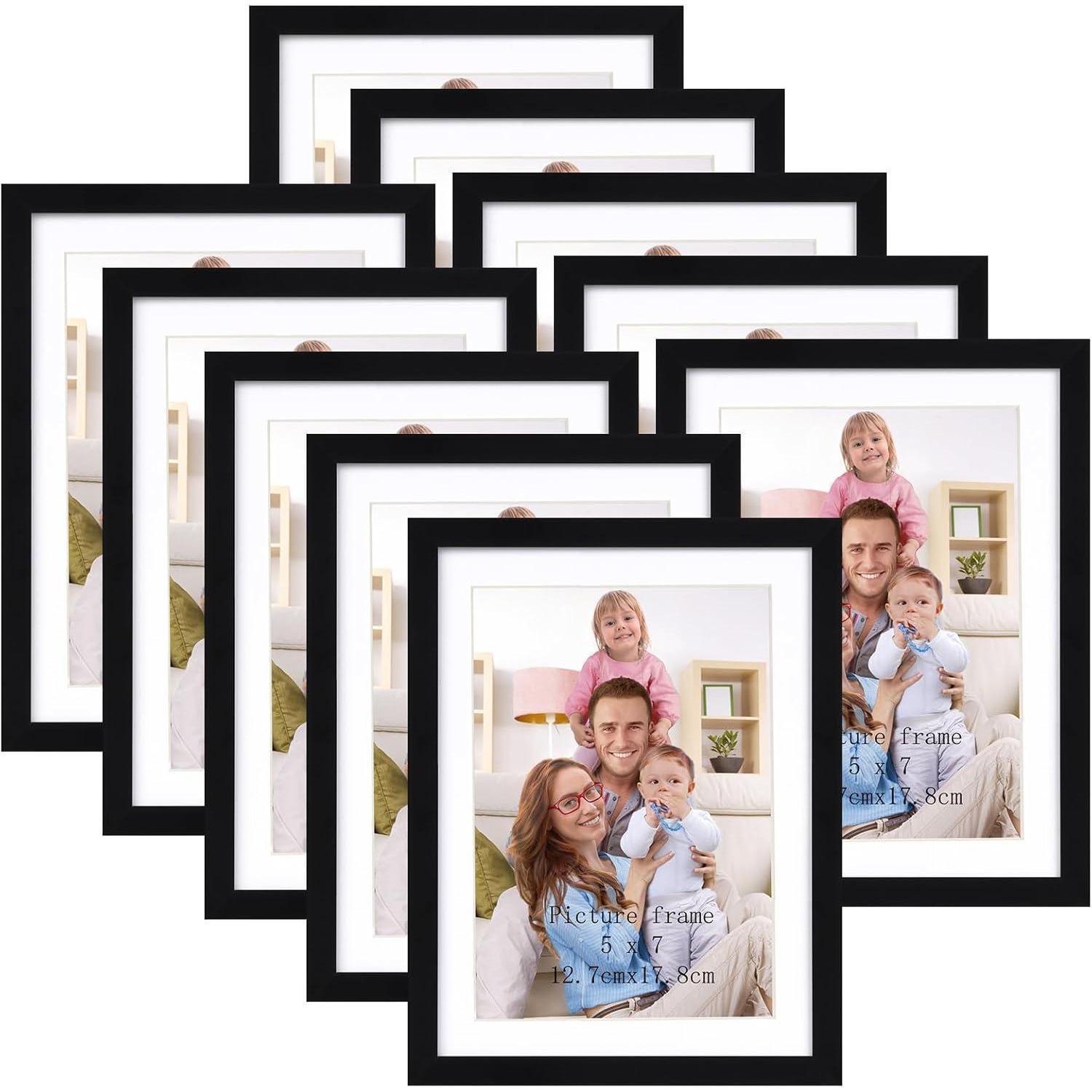 10er Set Bilderrahmen 13x18 Cm Mit Passepartout, Schwarz, Wand- & Tischaufsteller
