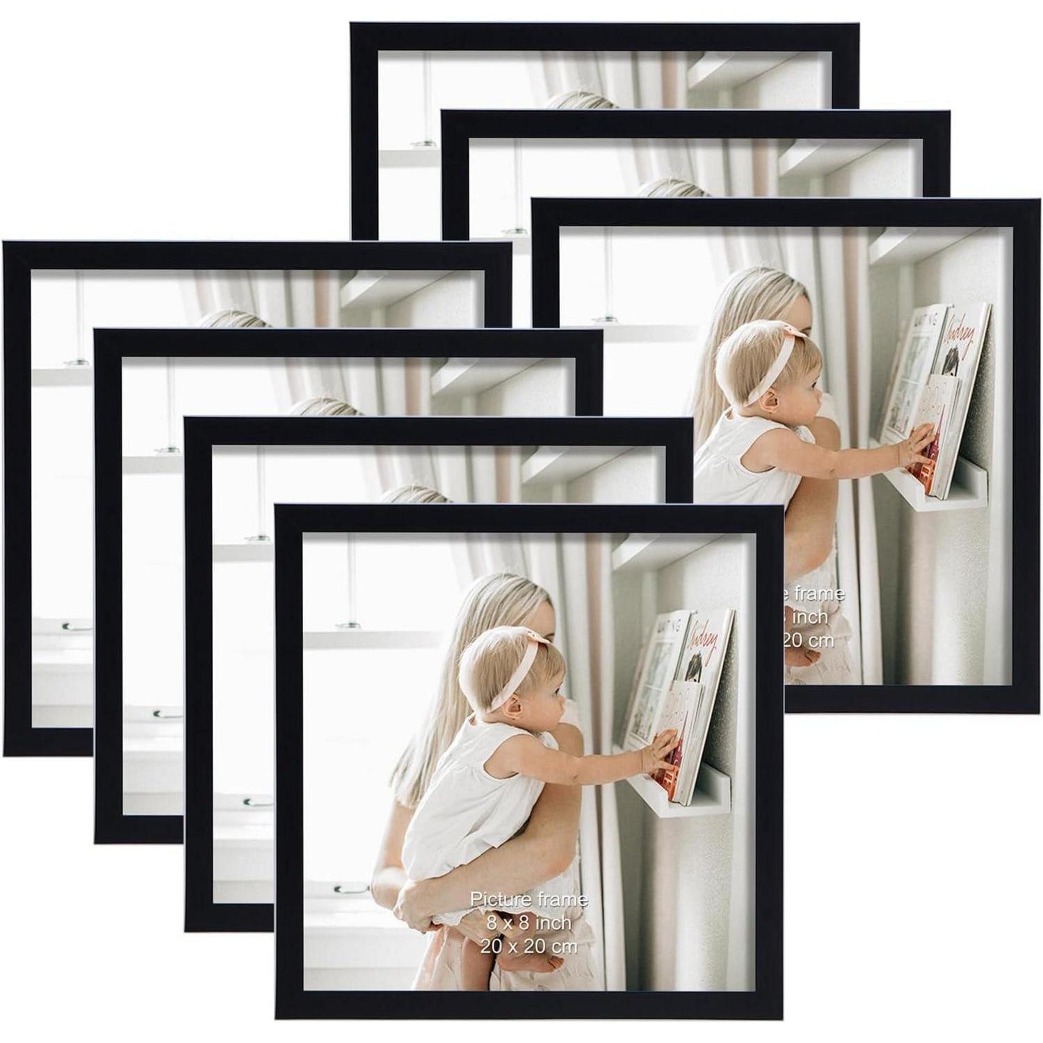 7er Set Bilderrahmen 20x20 Cm Schwarz Mit Passepartout Für 10x10 Cm Fotos