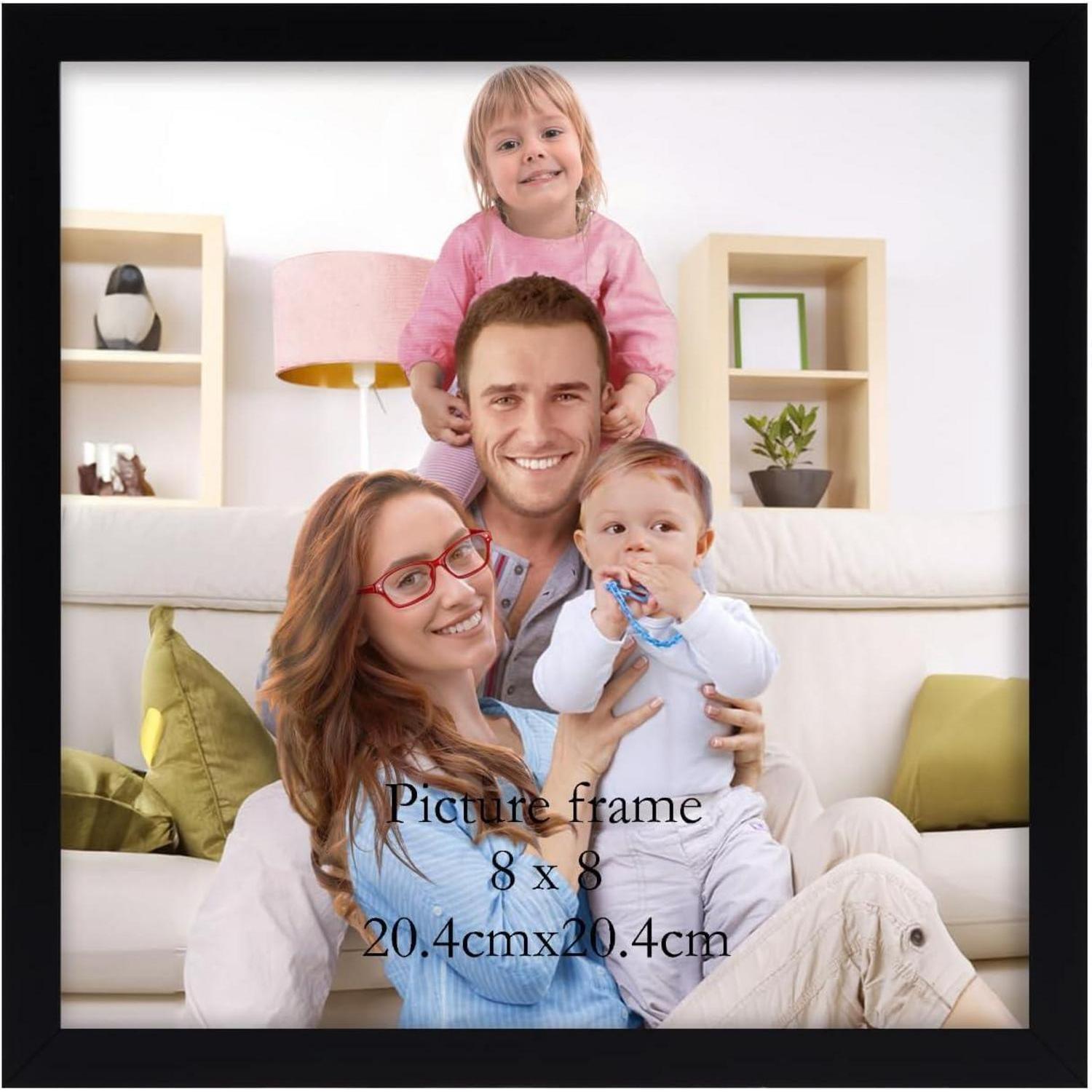 Bilderrahmen 20x20 Cm Schwarz, Moderner Fotorahmen Quadratisch, Wand- & Tischaufsteller