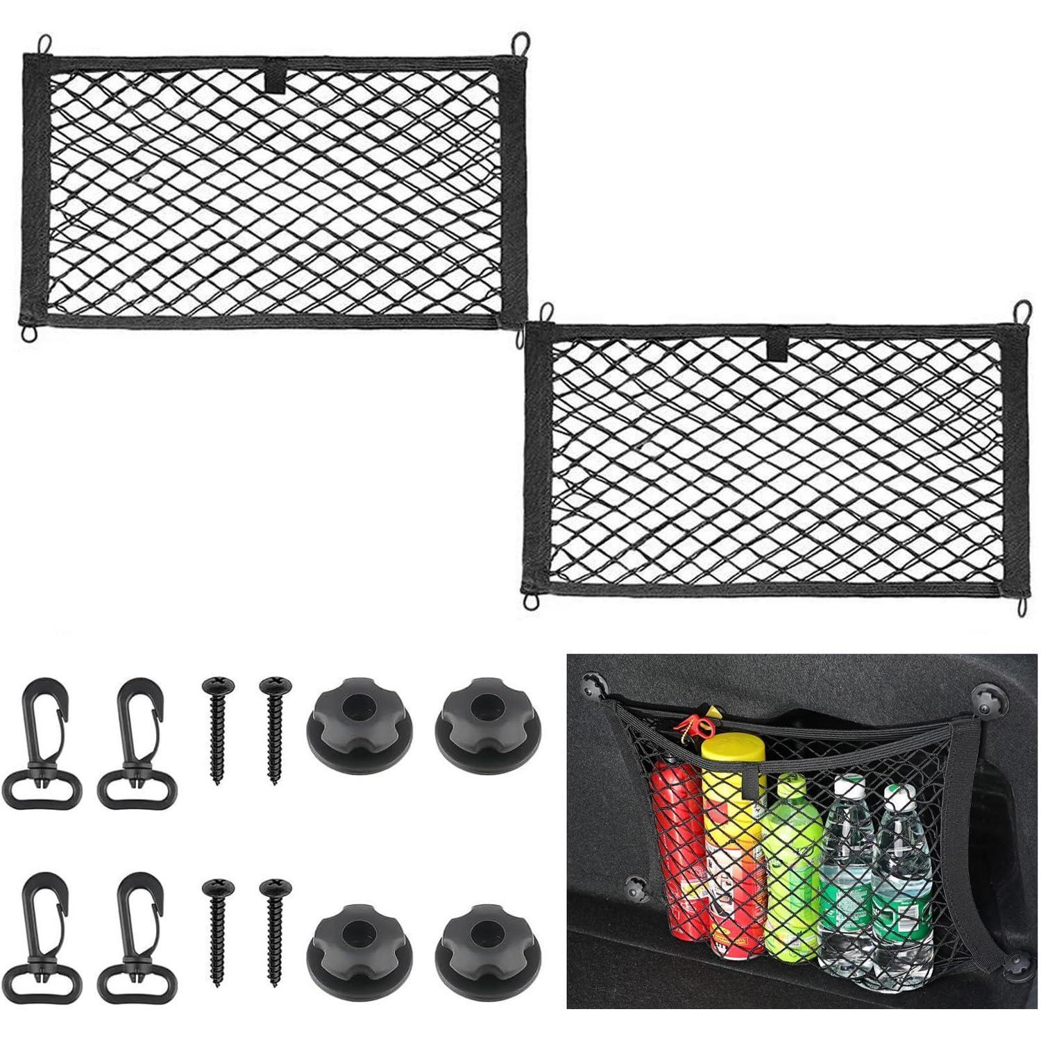 2er Set Kofferraumnetz 40x25cm, Auto Aufbewahrungsnetz Mit Haken, Ladungssicherung
