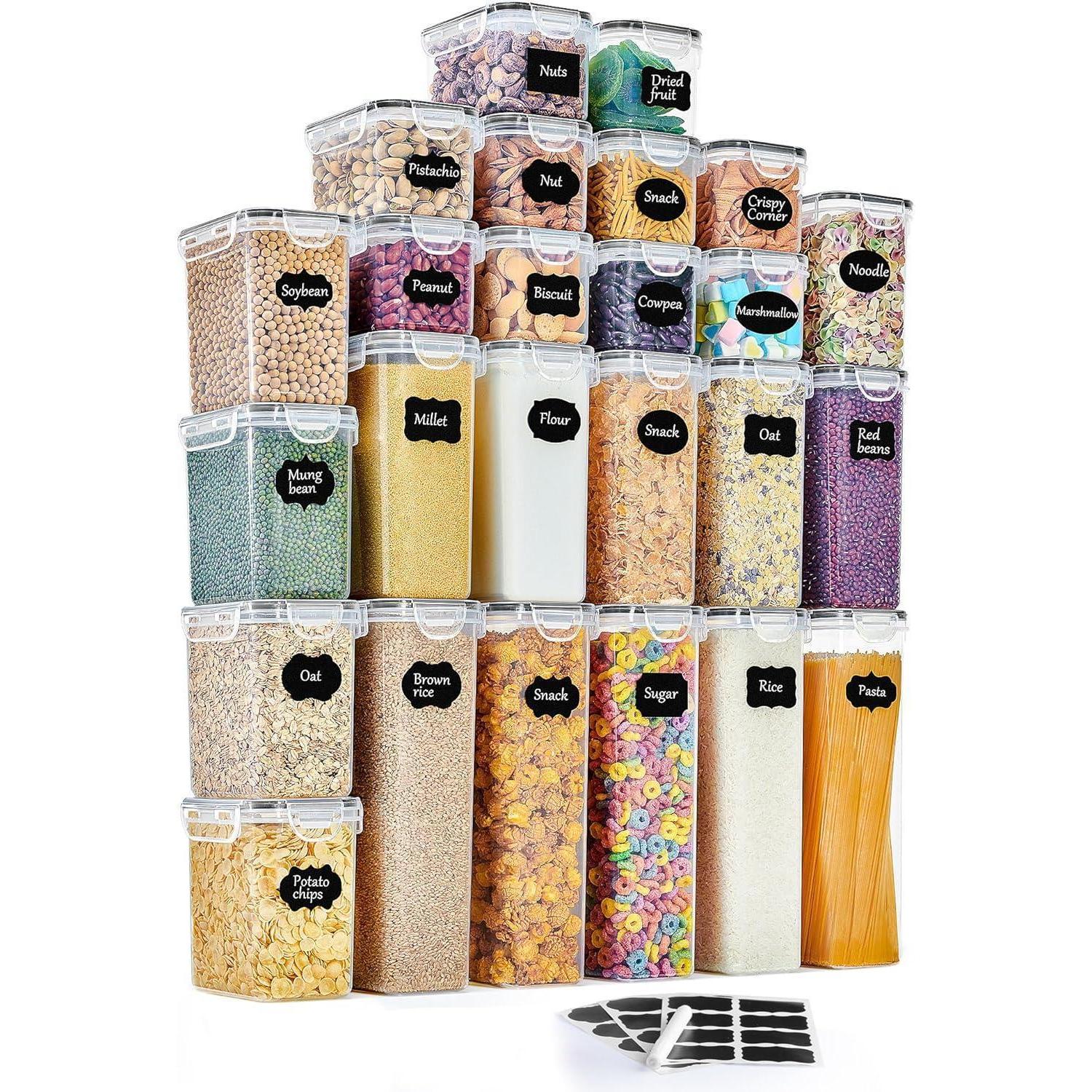 Vorratsdosen 25er Set Luftdicht Für Küche, Mehl, Müsli, Reis, Pasta, Schwarz