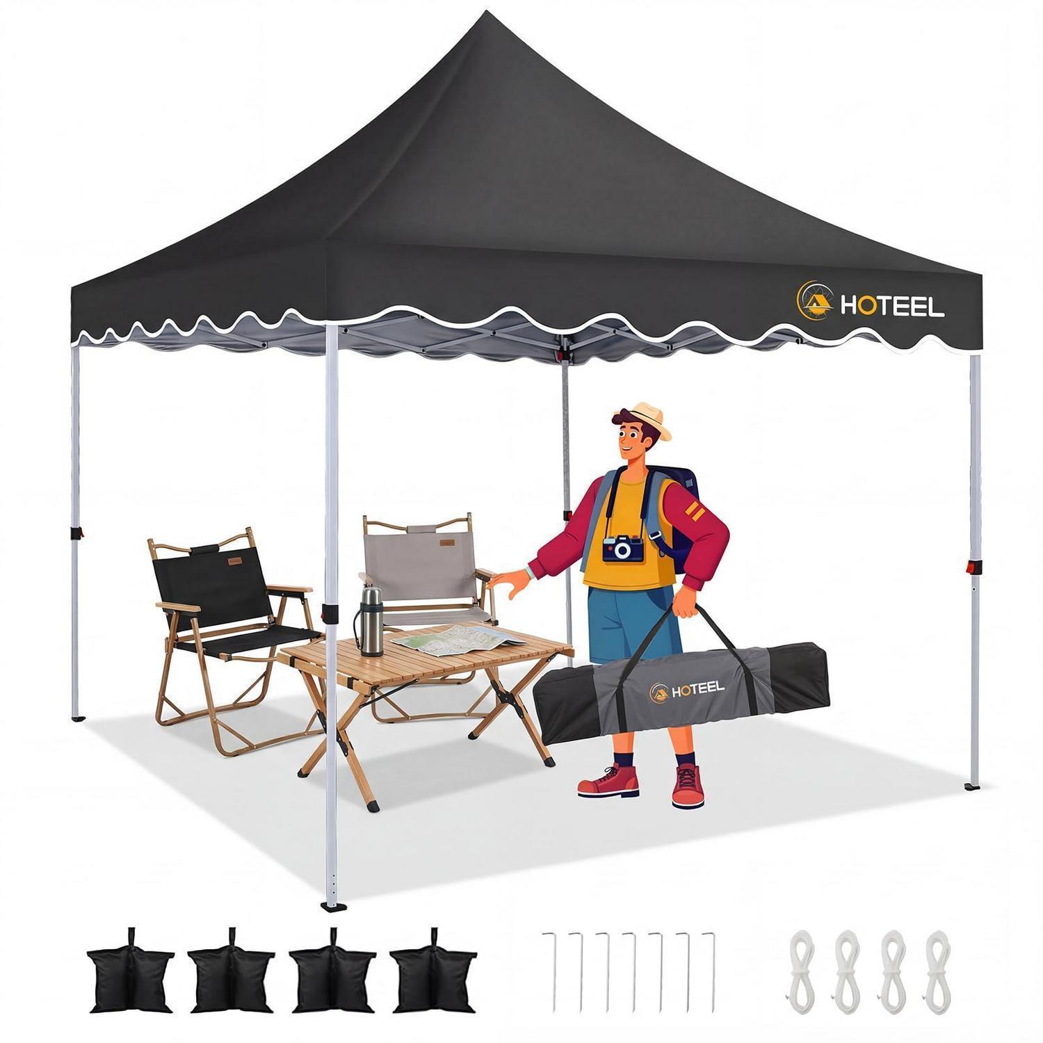 Faltpavillon 3x3m Mit Uv-schutz 50+, Wasserdicht, Inkl. Seitenwänden Und Sandsäcken