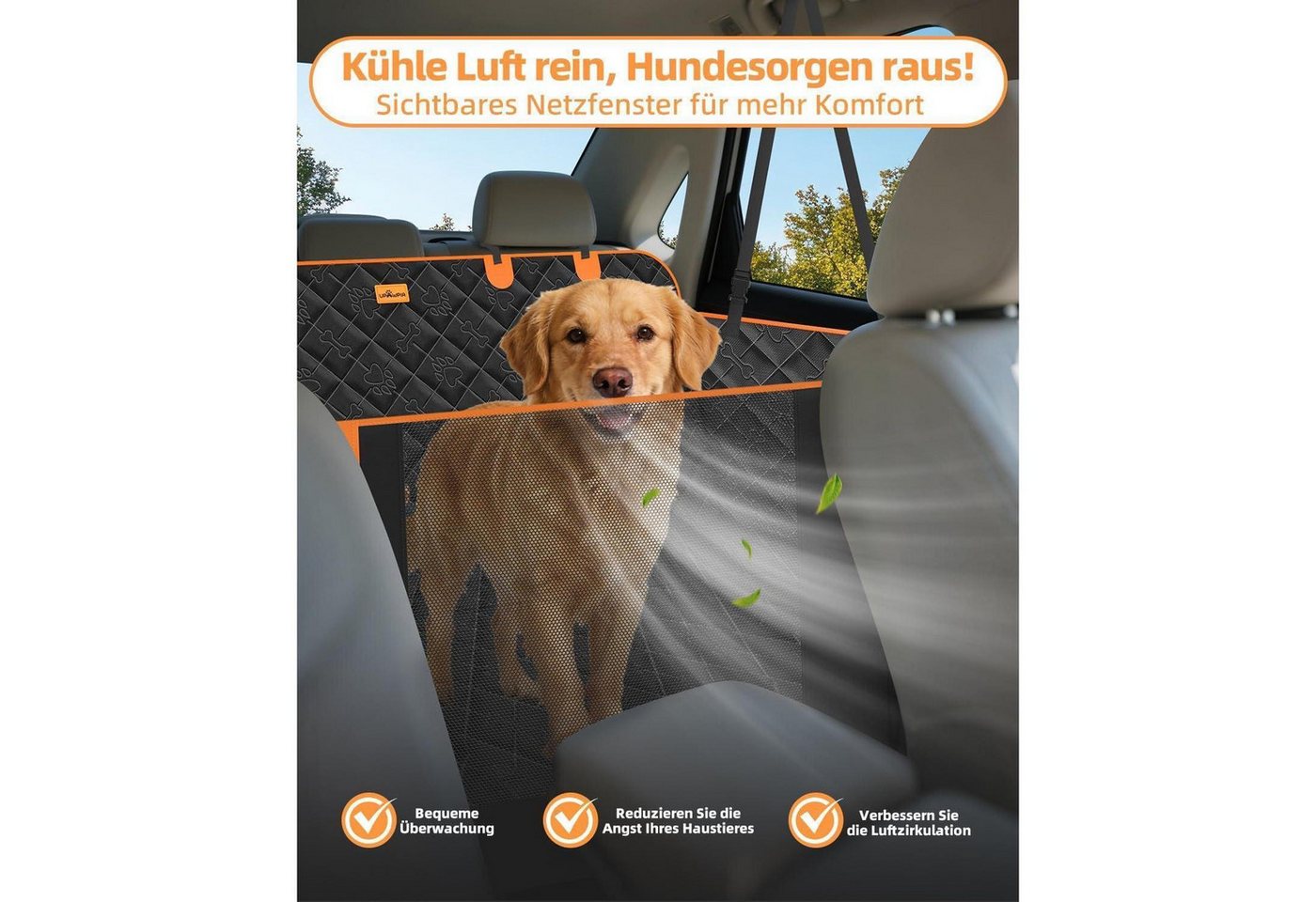 Hundedecke Auto Rückbank 135x165cm, Wasserdicht, Kratzfest, Universal