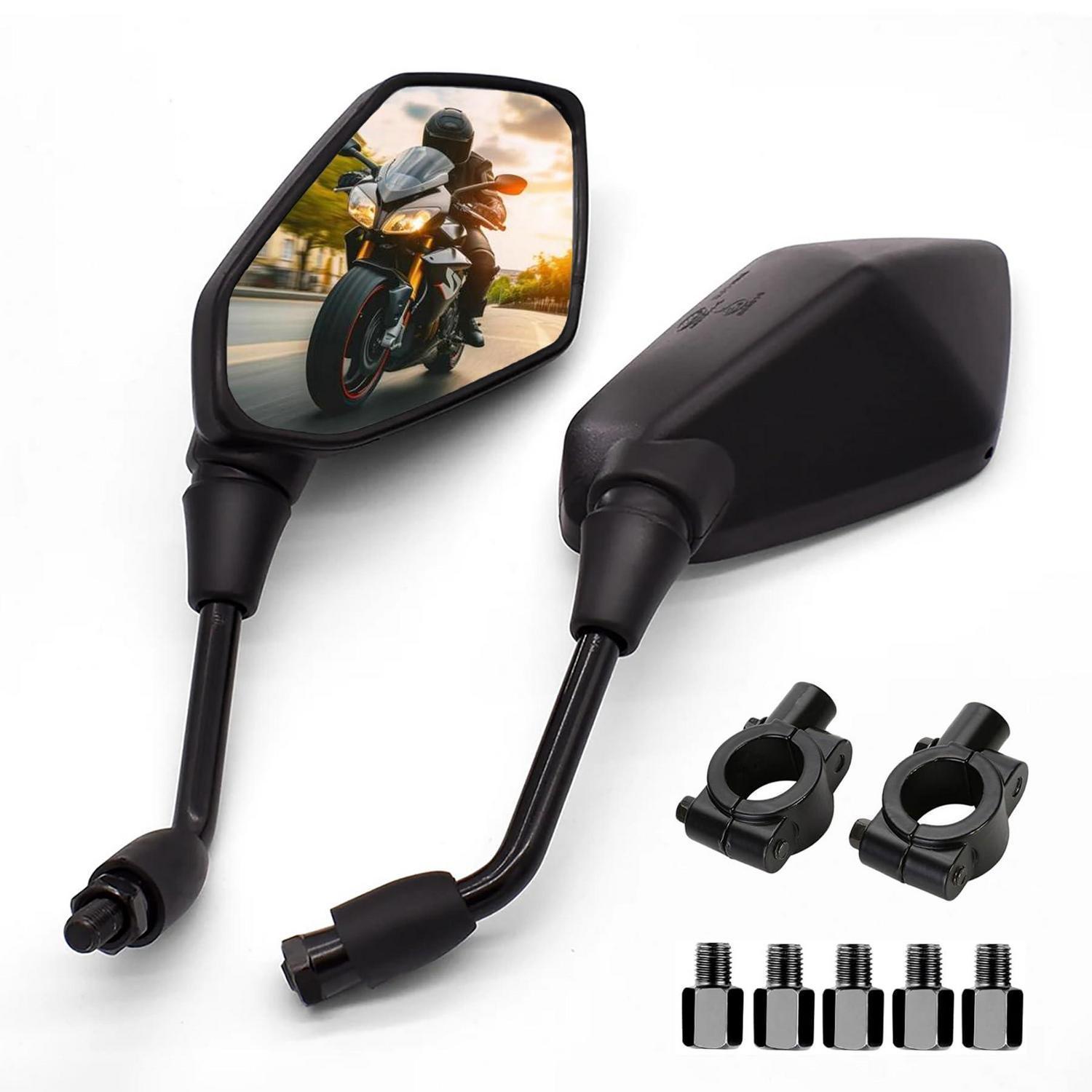 Motorrad Rückspiegel Set E-geprüft Mit 8mm & 10mm Gewinde, Universal Für Chopper & Roller