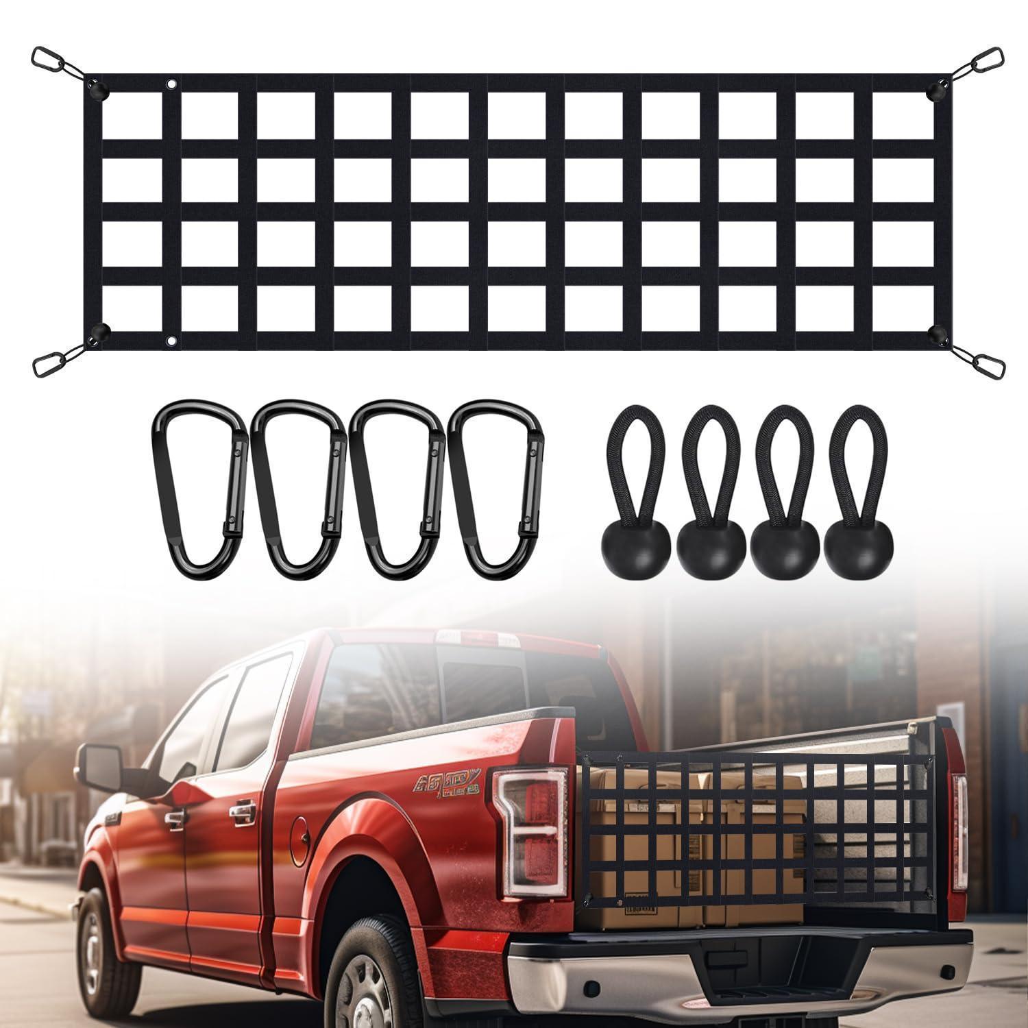 Heckklappennetz Für Pickup Lkw, Ladeflächennetz 152x45cm, Universell Passend