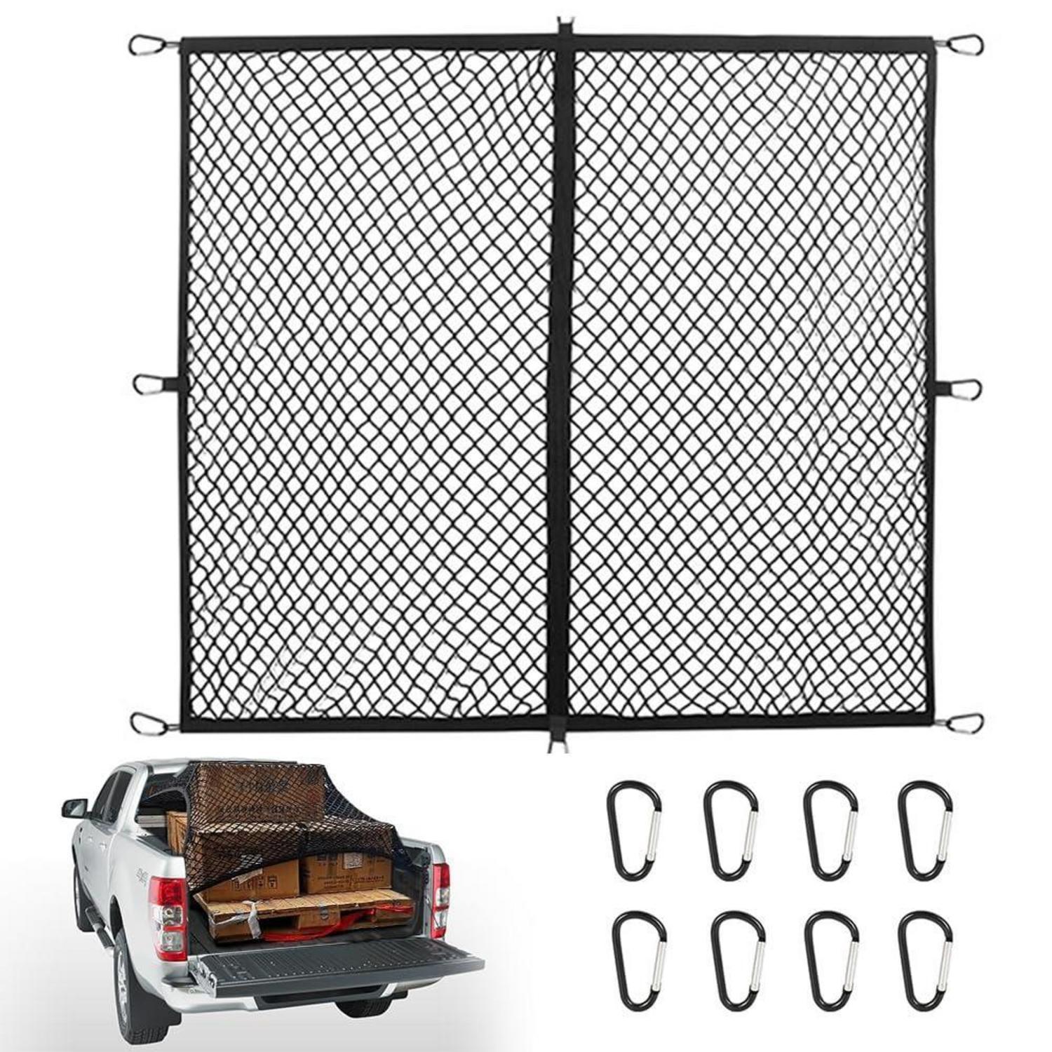 Gepäcknetz Für Pickup 1,2x1,2m Mit 8 Karabinerhaken, Ladungssicherung, Heck Organizer