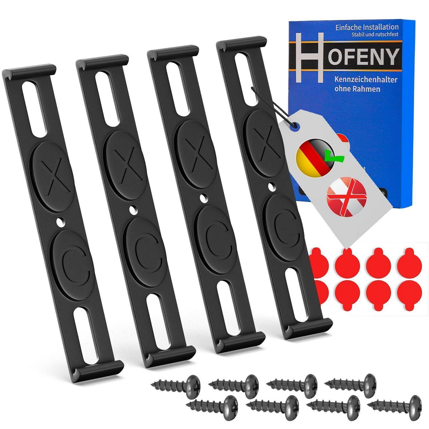 Kennzeichenhalter Rahmenlos Für Autos, Set Für 2 Kennzeichen, 110mm Höhe, Schwarz