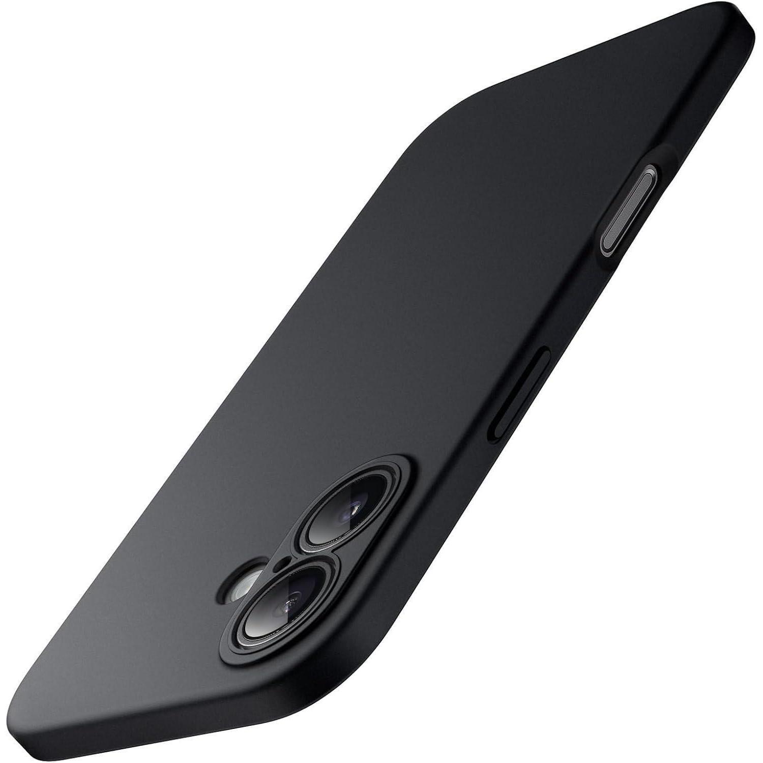 Schutzhülle Für Iphone 16 6,1 Zoll, Mattes Finish, Kameraschutz, Stoßfest, Schwarz