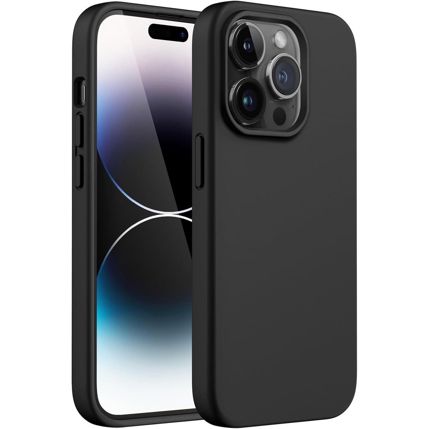 Silikon Hülle Für Iphone 14 Pro 6,1 Zoll, Stoßfest, Mikrofaser-futter, Mehrere Farben