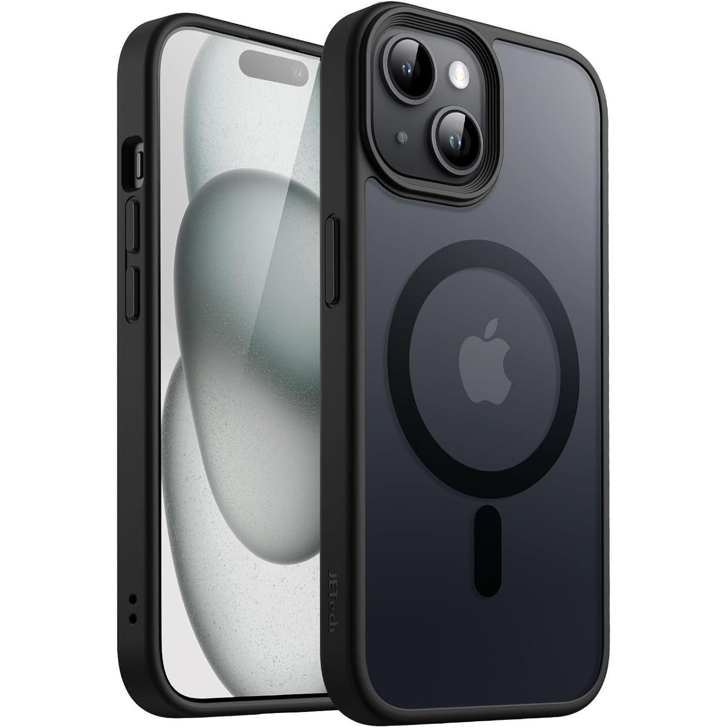 Schutzhülle Für Iphone 15 6,1 Zoll, Magsafe Kompatibel, Matt, Stoßfest, Schwarz