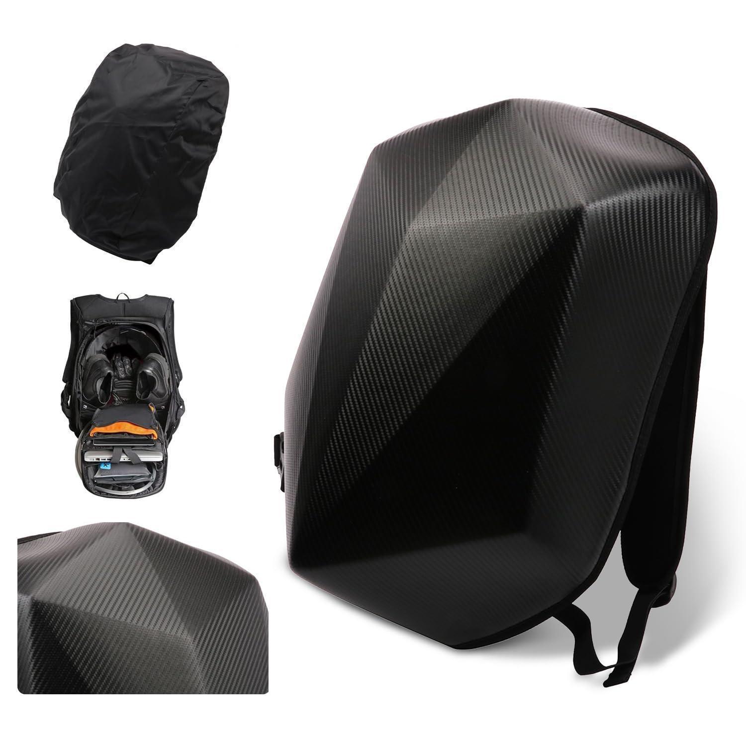 Motorrad Rucksack Hartschale 30l Kohlefaser Wasserdicht Für Motorrad & Outdoor