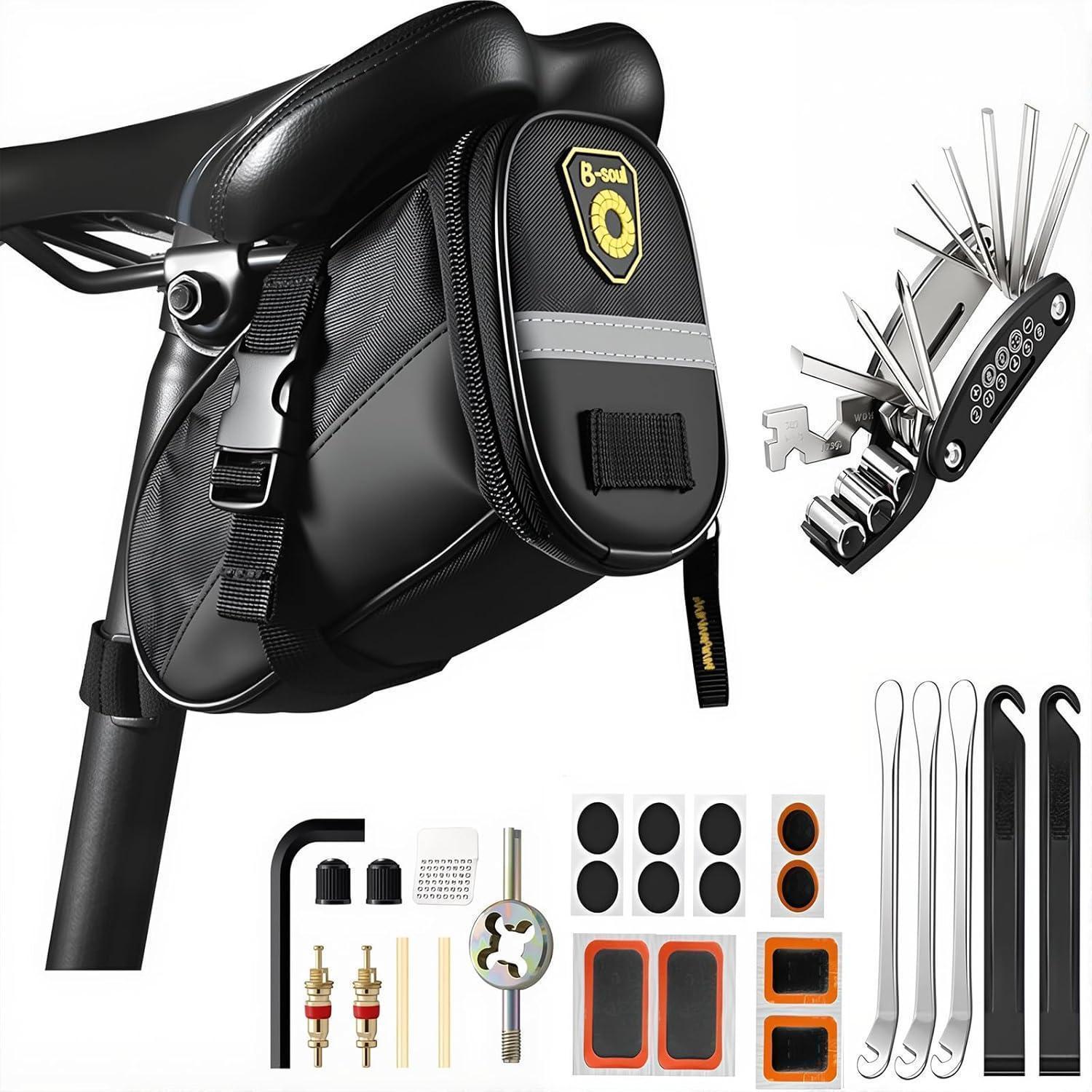 Fahrrad Reparaturset Mit Satteltasche 16-in-1 Multitool Für Mountainbikes Und Rennräder
