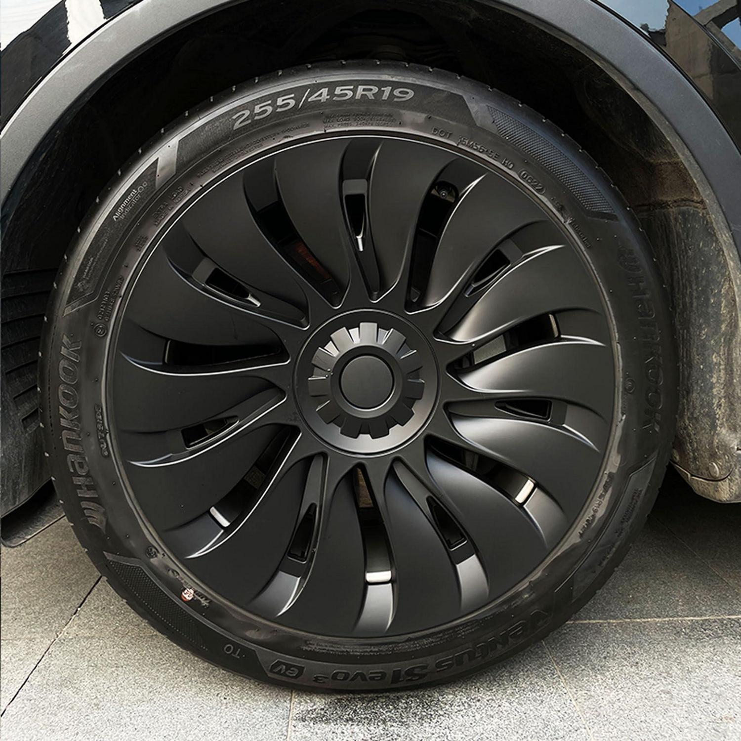 Radkappen 19 Zoll Mattschwarz Uberturbine Stil Für Tesla Model Y Gemini Felgen