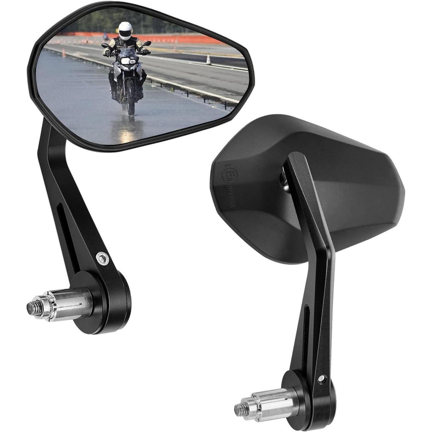 Motorrad Lenkerendenspiegel E-geprüft, 360° Drehbar, 22mm, Für Roller & Atv