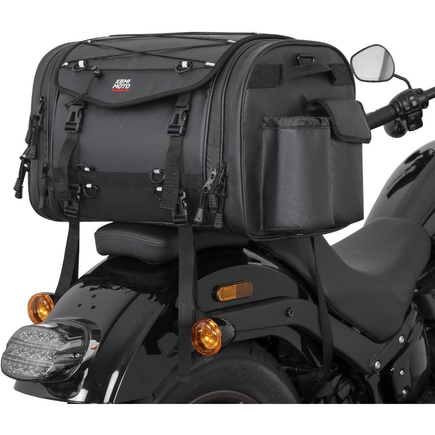 Motorrad Hecktasche 24-32l Erweiterbar, Wasserdicht, Mit Regenhülle, Schwarz