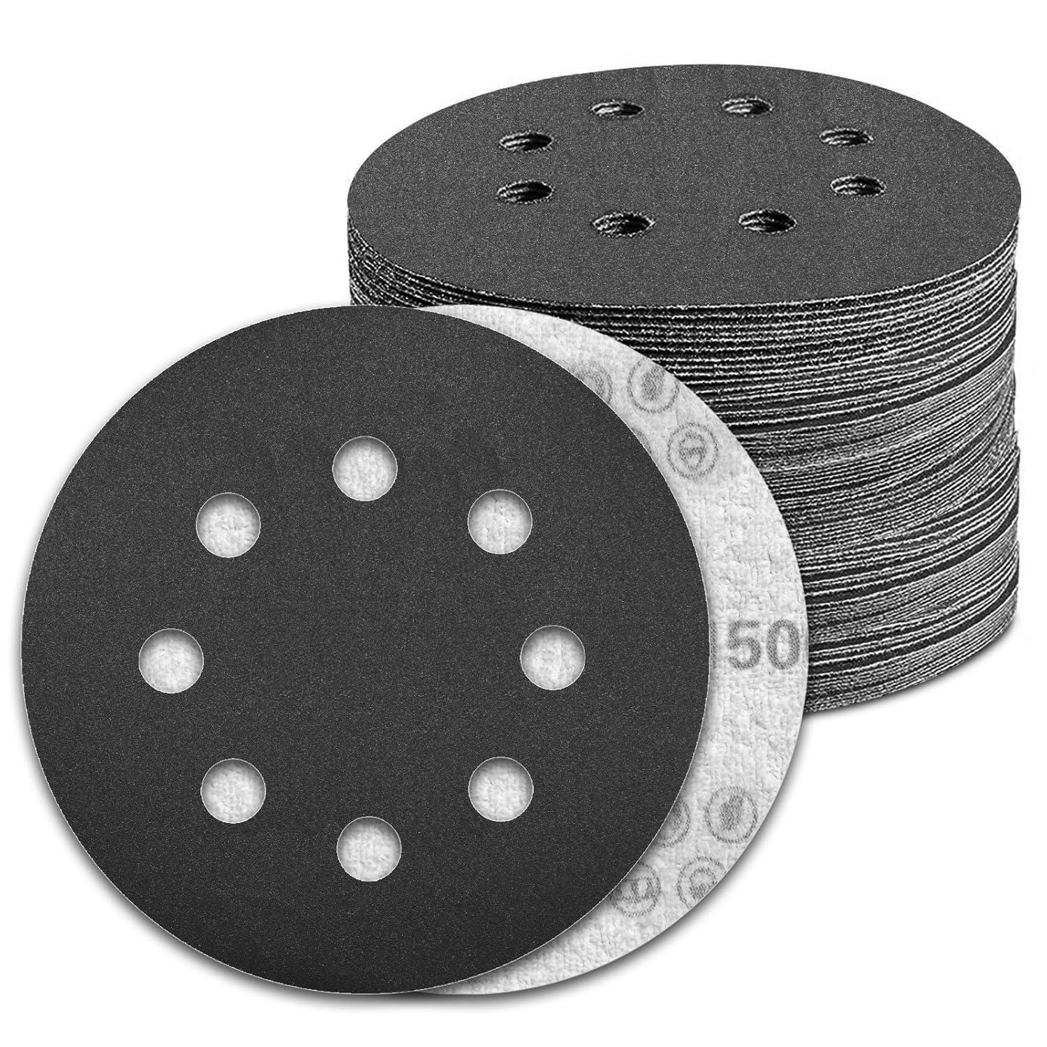 100x Schleifscheiben 125mm Klett 8 Loch Körnung 1500 Für Exzenterschleifer