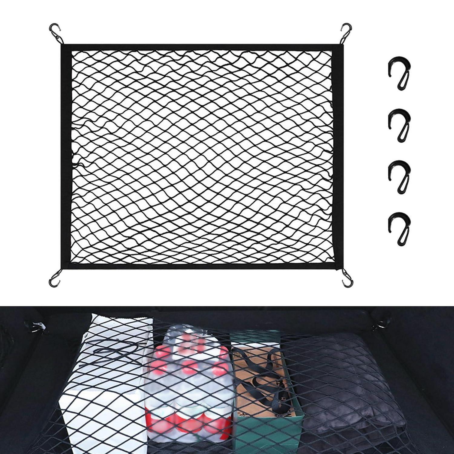 Kofferraumnetz Auto 80x60cm Mit 4 Haken, Elastisch Bis 160x120cm