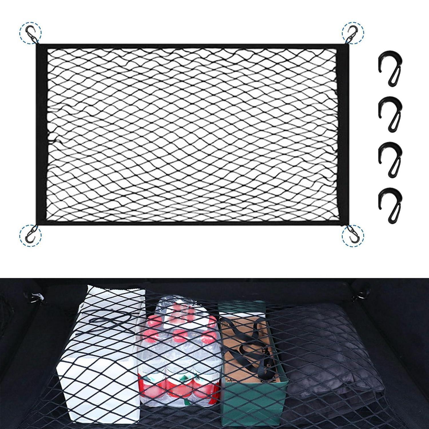 Kofferraumnetz Auto Mit 4 Haken, Elastisch, 60x40cm Bis 120x80cm, Für Wohnmobil & Pkw
