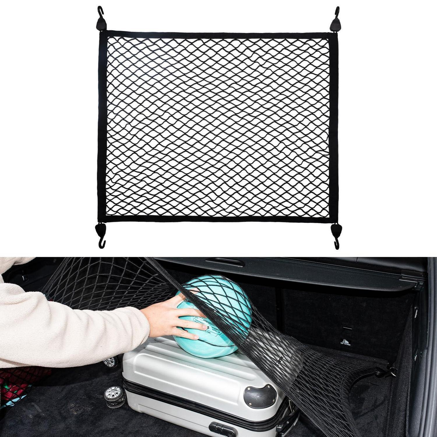 Kofferraumnetz Auto 80x60cm, Dehnbar Bis 160x140cm, Mit 4 Haken