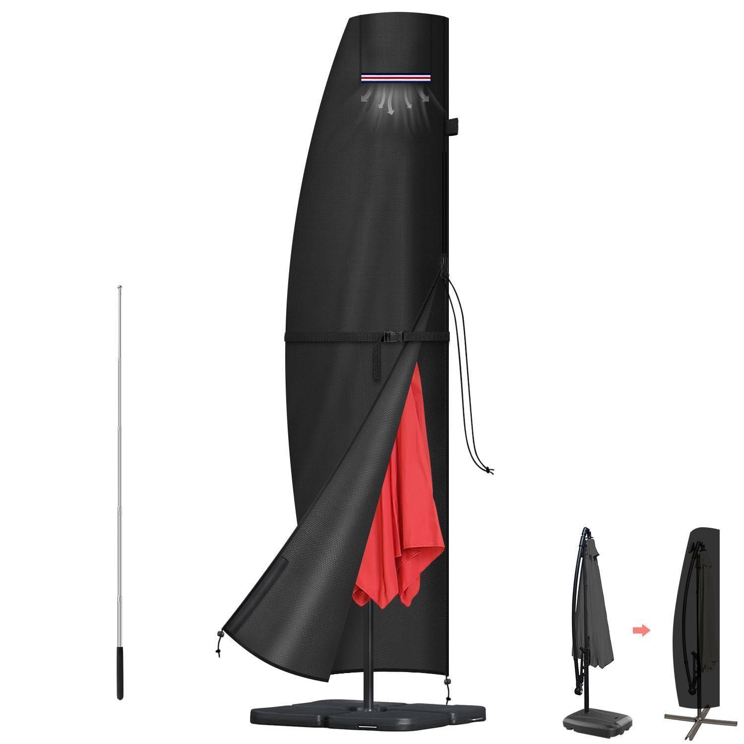 Ampelschirm Schutzhülle 240cm, Wasserdicht, Winddicht, Mit Stab