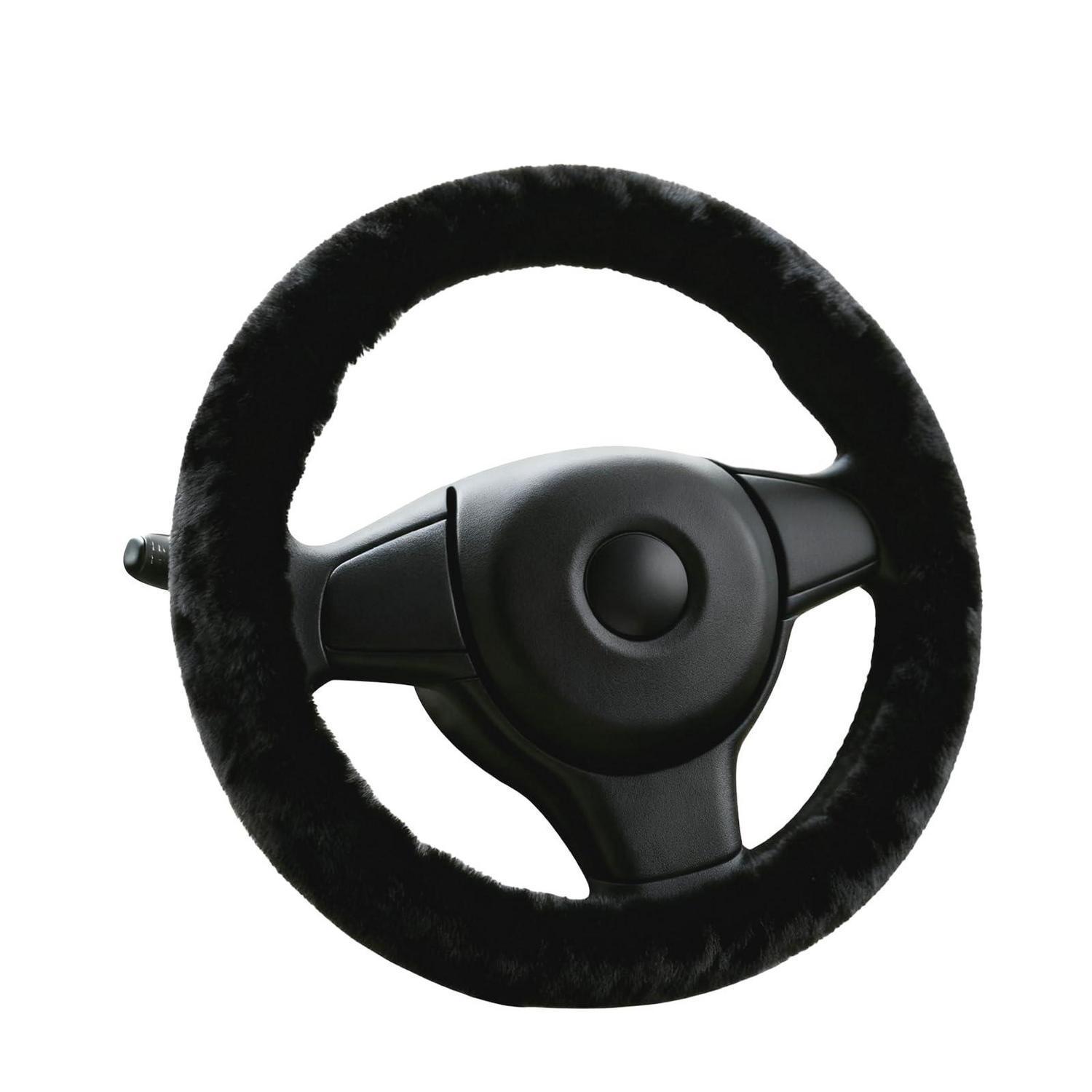 Lammfell Lenkradbezug Universal 37-39cm Schwarz Warm & Rutschfest