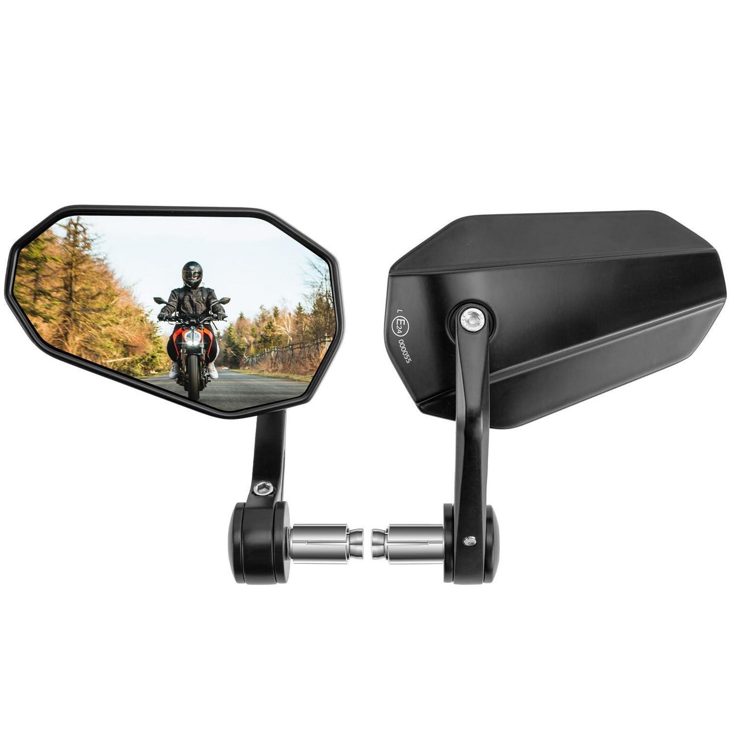 Motorrad Lenkerendenspiegel Universal E-geprüft 360° Drehbar Für Scooter Roller Atv 2 Stück